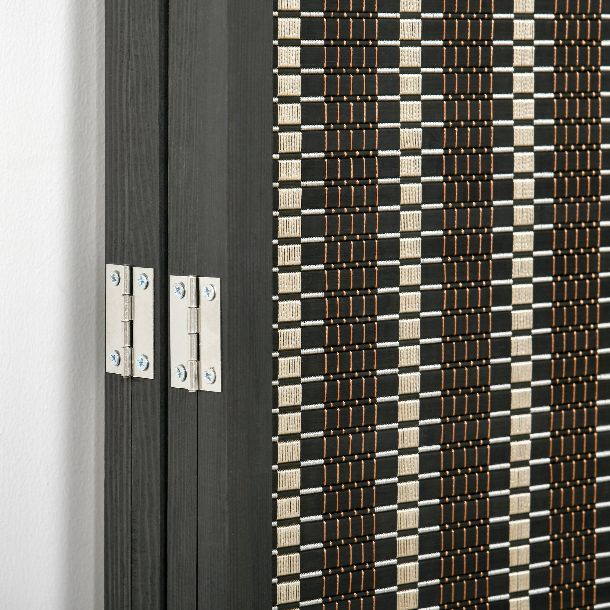 HOMCOM Kamerverdeler, Opvouwbaar, Grenenhout/Bamboe, 180 x 180 cm, Bruin/Zwart