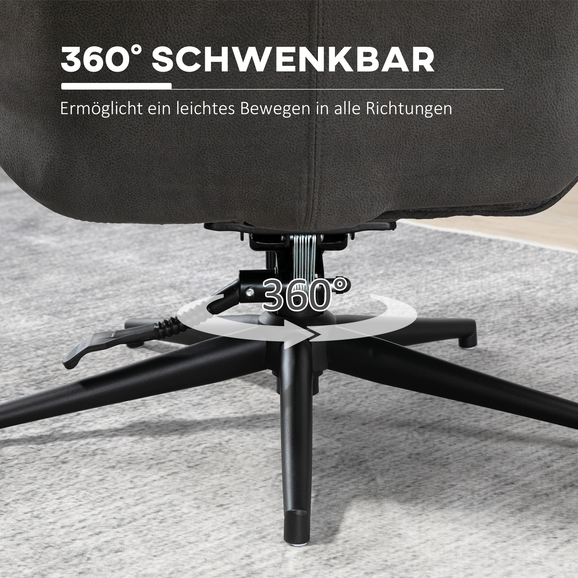 HOMCOM relaxfauteuil met kruk, draaivoet, tv-fauteuil met ligfunctie