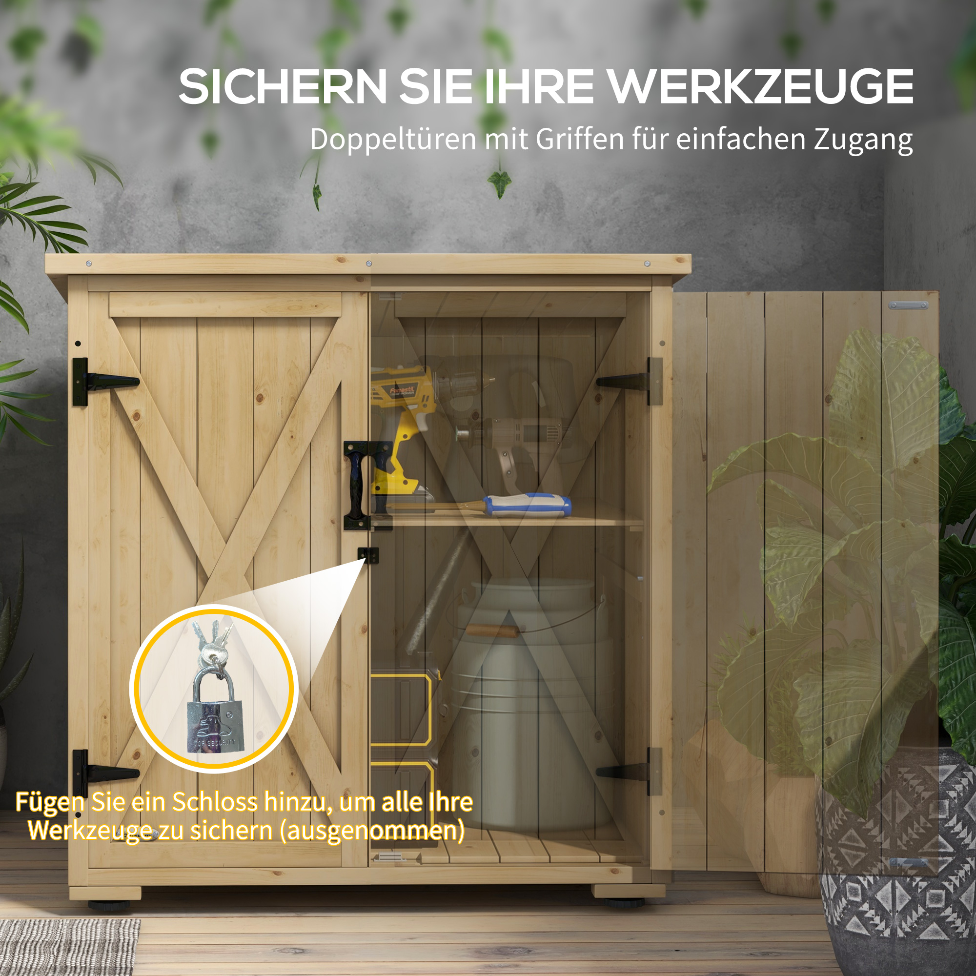 Outsunny Outdoor Opbergbox Tuinbox Kussenbox, weerbestendig, met asfaltdak, 77,5 cm x 88 cm x 90 cm, Donkergrijs