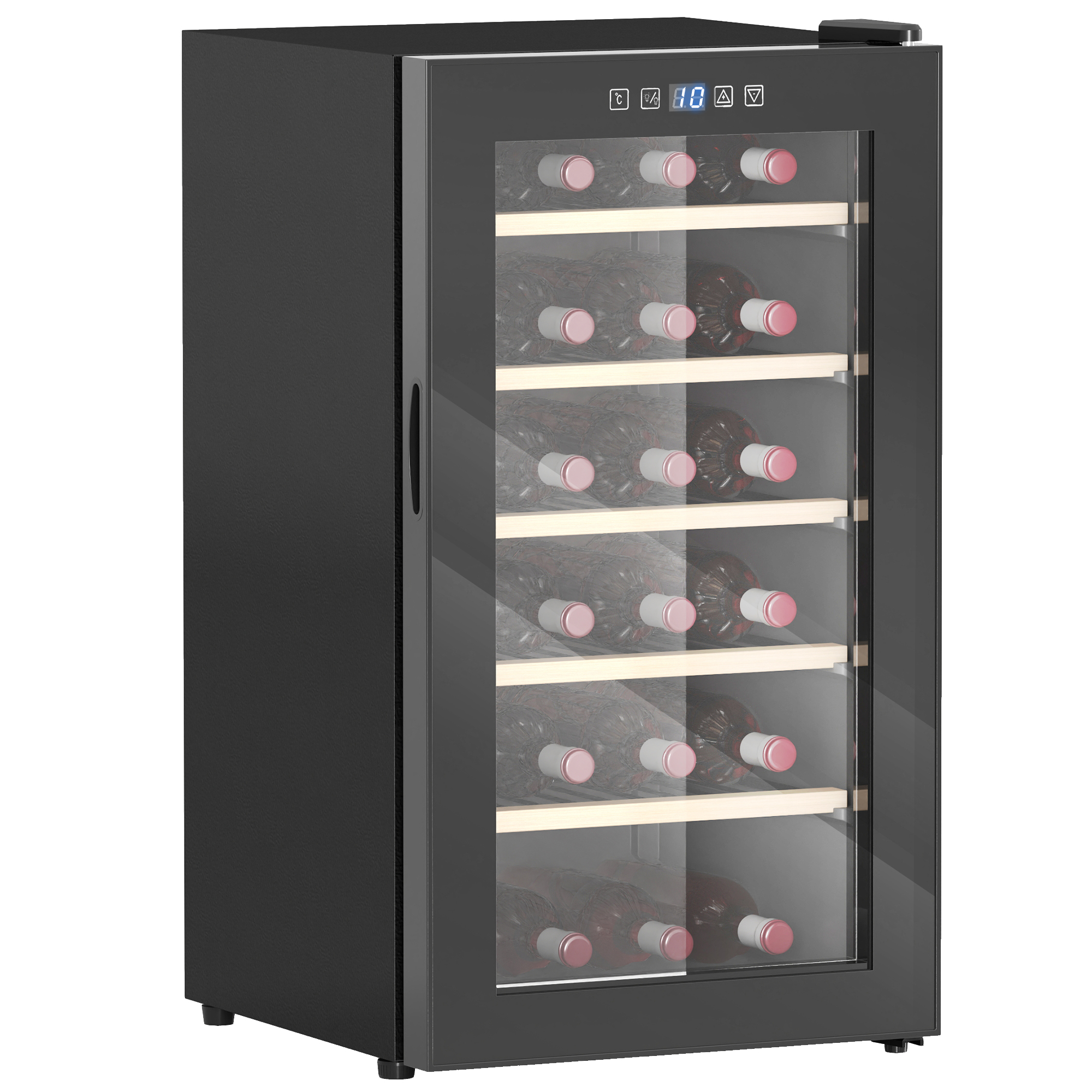 HOMCOM Wijnkoelkast voor 41 Flessen, 91 Liter Capaciteit, Drankenkoelkast met LED-Display en Touchscreen, Zwart