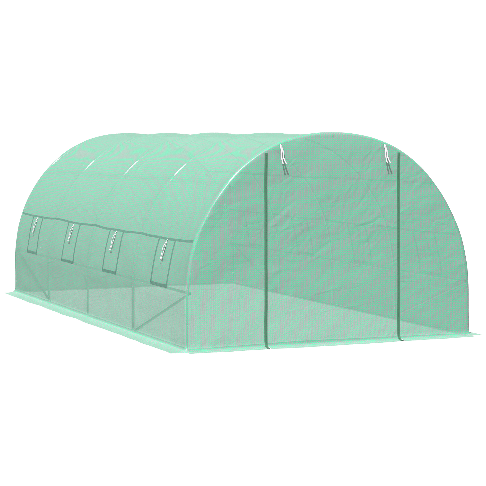 Outsunny Tuinkas Tomatenkas Broeikas Folietunnel Kweekkas met Venster Groen 595 x 300 x 200 cm