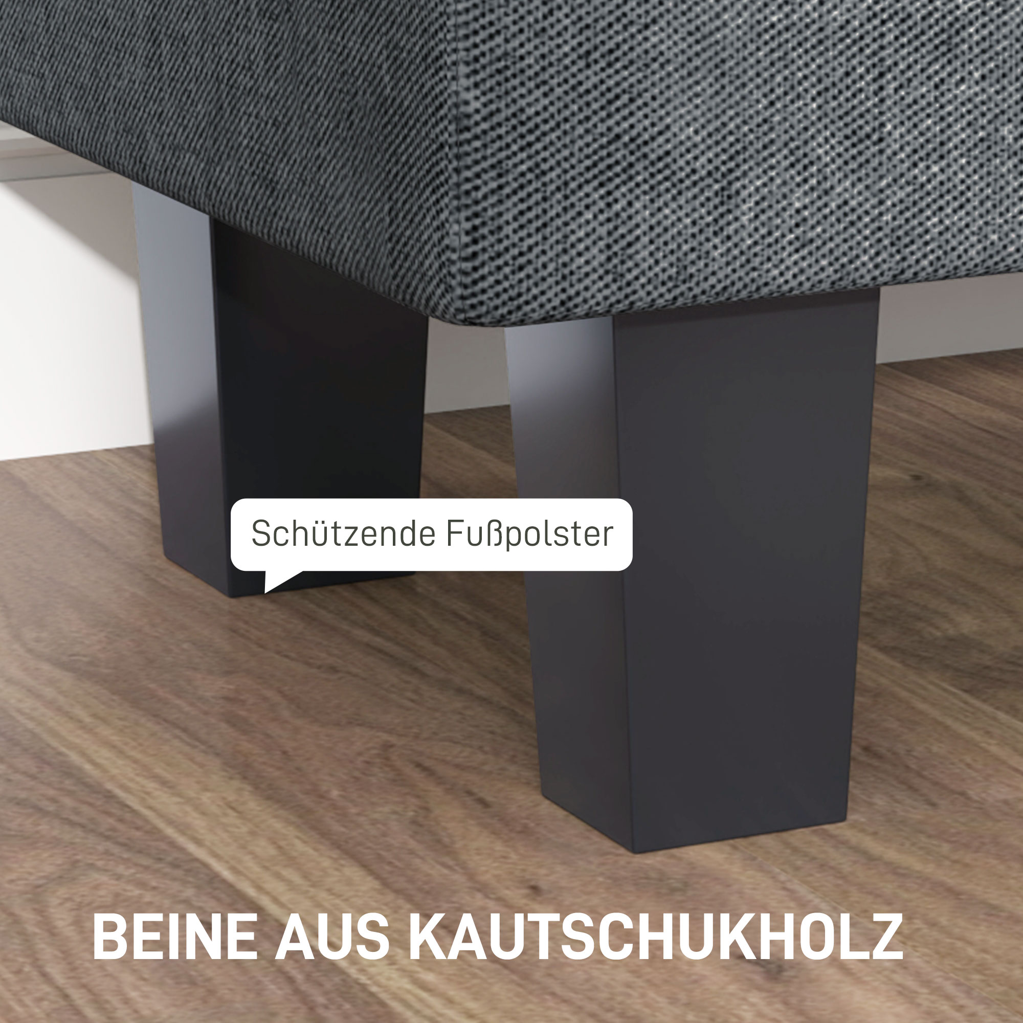 HOMCOM Opbergbank in Linnenlook met Rubberhouten Poten, voor Woonkamer, Slaapkamer, Gang, Donkergrijs