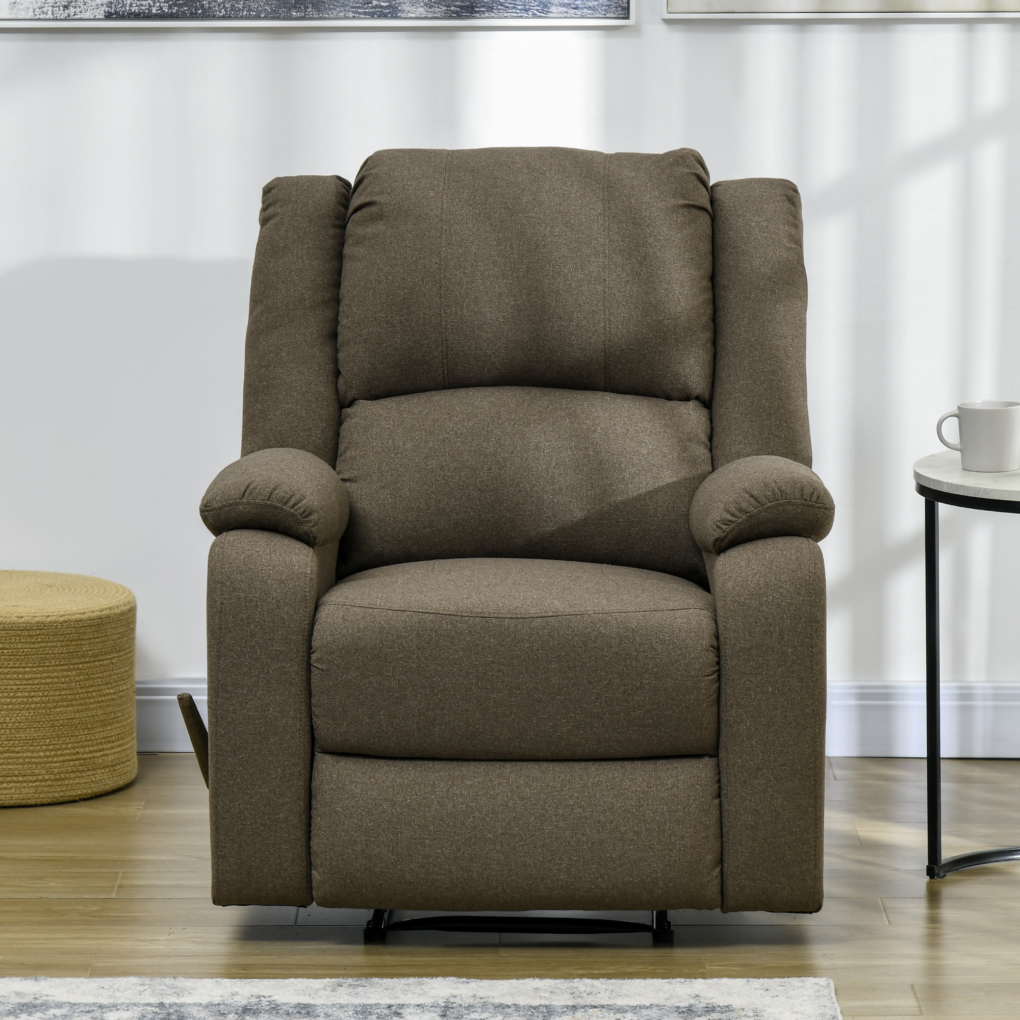 HOMCOM Relaxfauteuil met Ligfunctie en Voetsteun, Verstelbaar, Tot 150 kg, Stalen Frame, 90 x 96 x 98 cm, Bruin