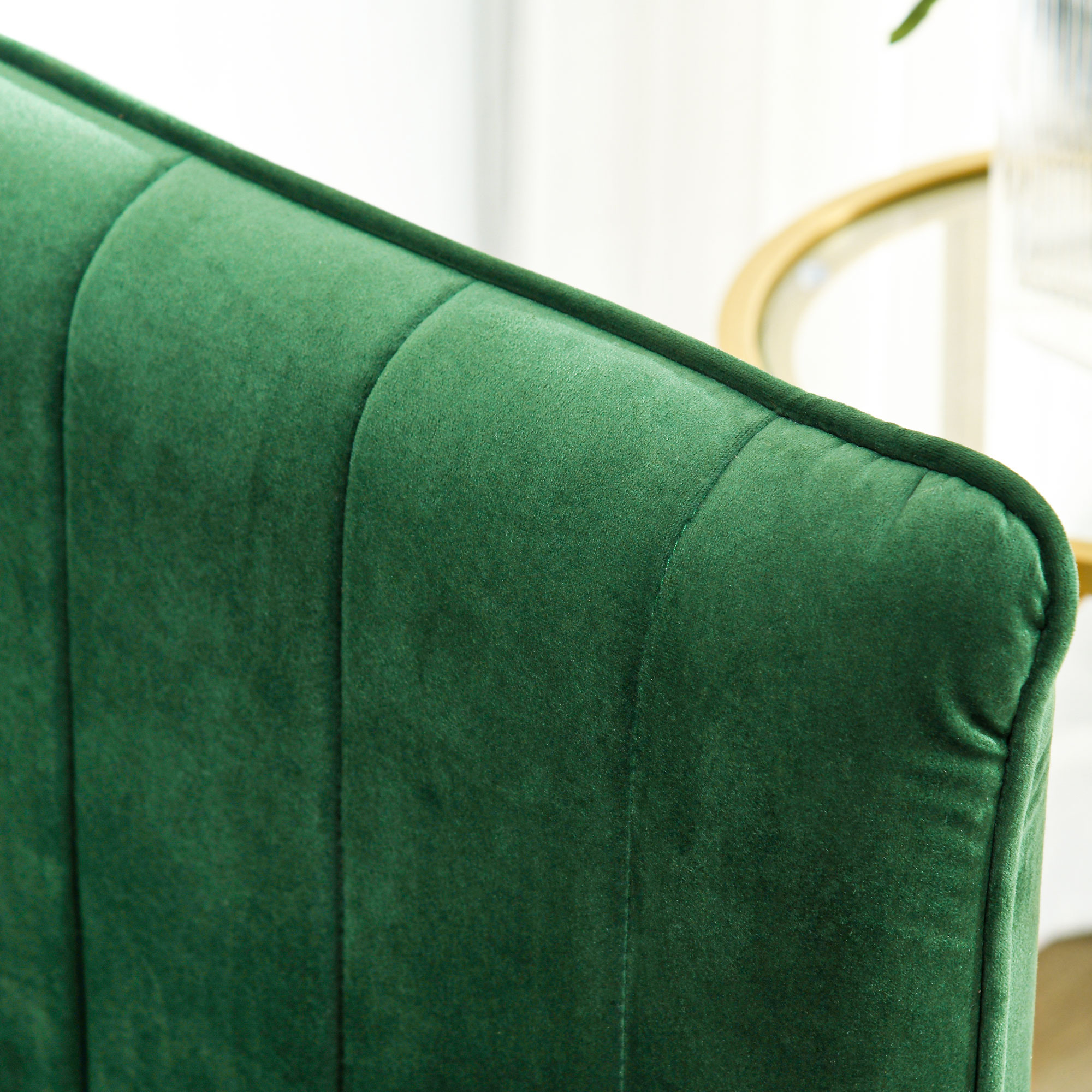 HOMCOM 3-zitsbank, inclusief 2 kussens, fluwelen look, retro design, afneembare hoes, 195 cm x 88 cm x 76 cm groen