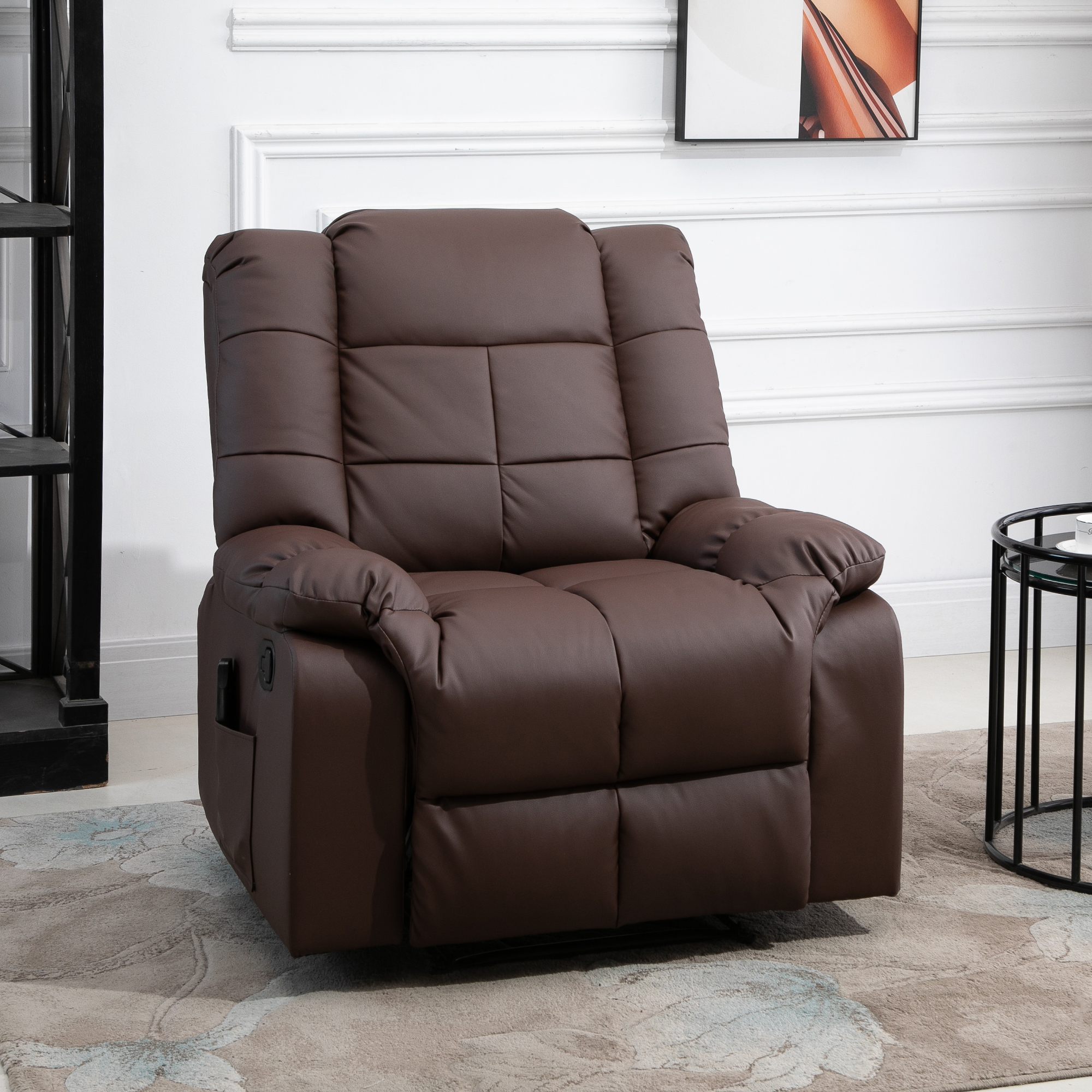 HOMCOM massagestoel tv-stoel relaxstoel met massagefunctie kunstleer hout metaal schuimstof bruin 94 x 99 x 99 cm