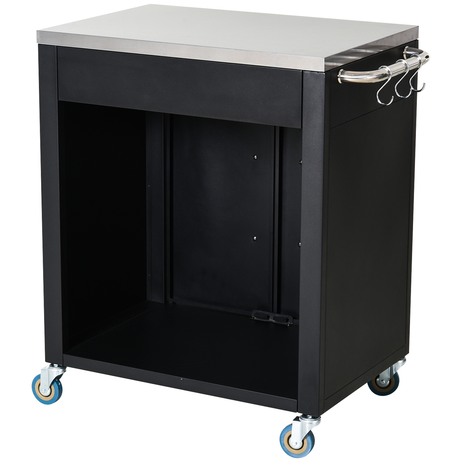 HOMCOM keukenwagen met wielen, serveerwagen, keukenhulp, rvs, zwart, 86 x 50 x 84,5 cm