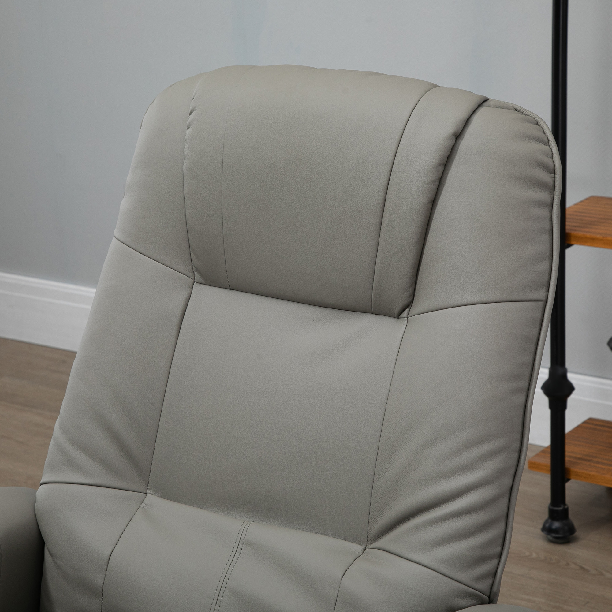 HOMCOM Relaxstoel Televisiestoel Ligstoel Kunstleder 360° Draaistoel 145° Kantelbaar Grijs 78 x 87 x 100 cm