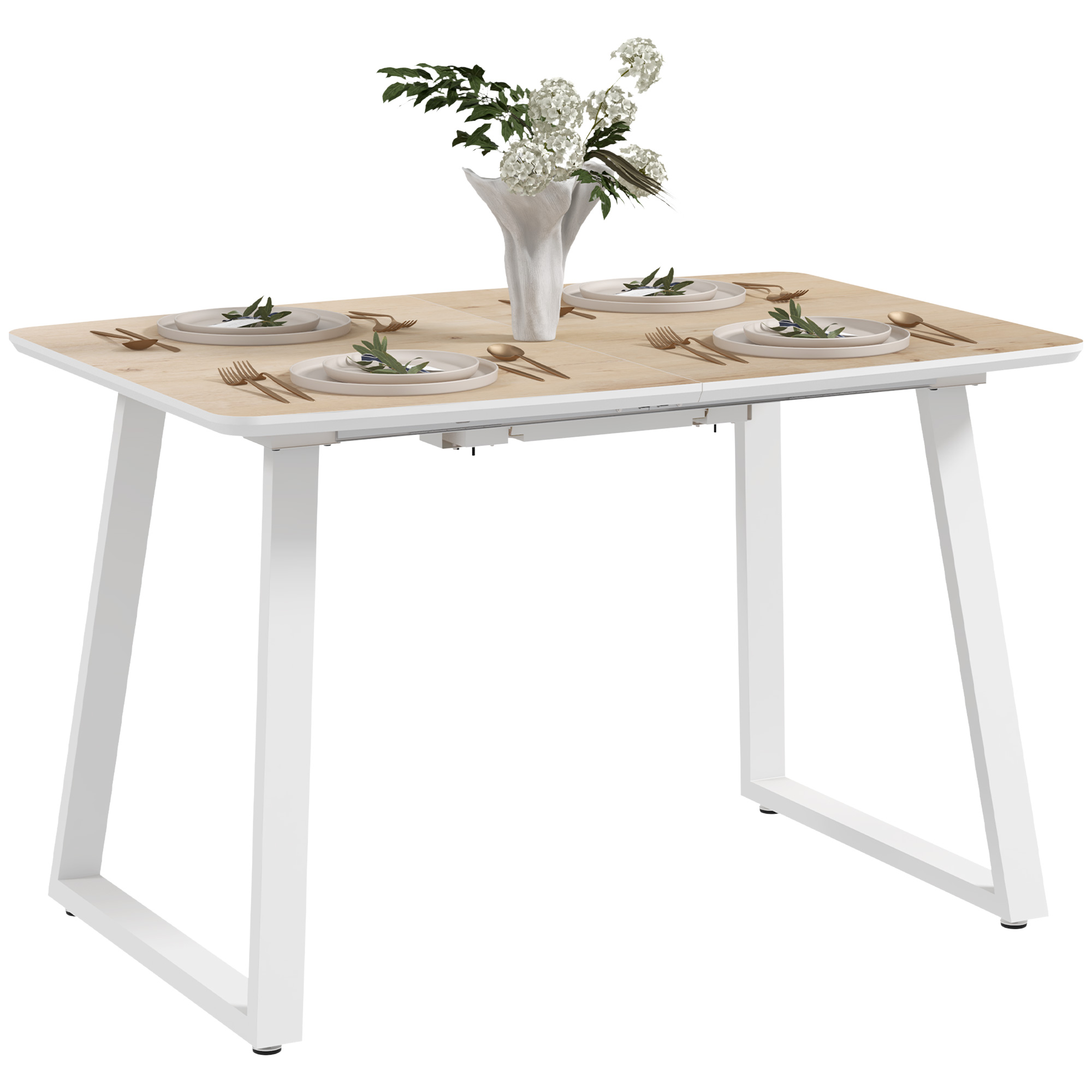 HOMCOM Inklapbare Eettafel, Uitschuifbaar, Industriële Stijl, MDF-Houtlook, Metaal, 120-160 x 80 x 76 cm, Eik