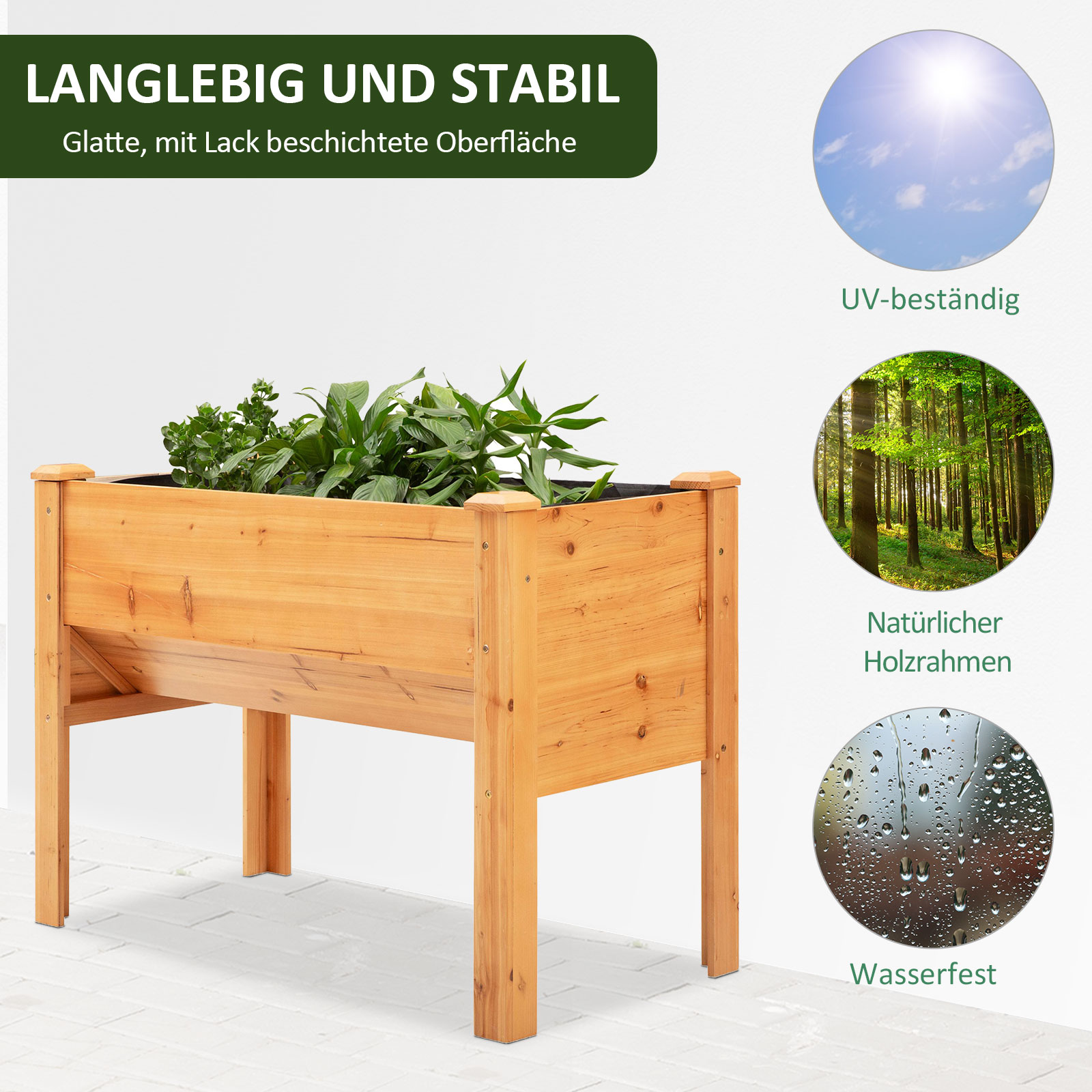 Outsunny verhoogd bed 124cm x 60cm x 81cm