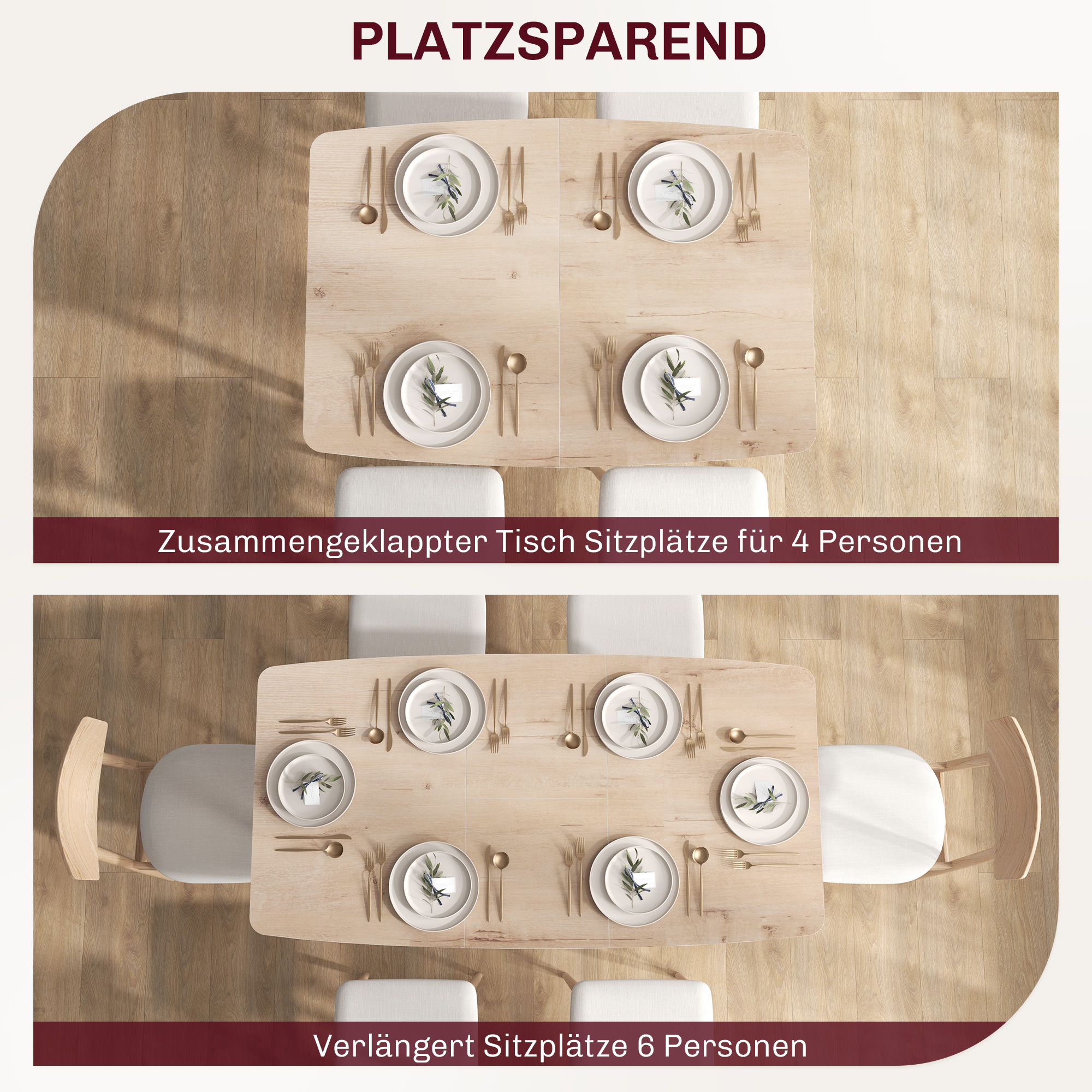 HOMCOM Inklapbare Eettafel, Uitschuifbaar, Industriële Stijl, MDF-Houtlook, Metaal, 120-160 x 80 x 76 cm, Eik