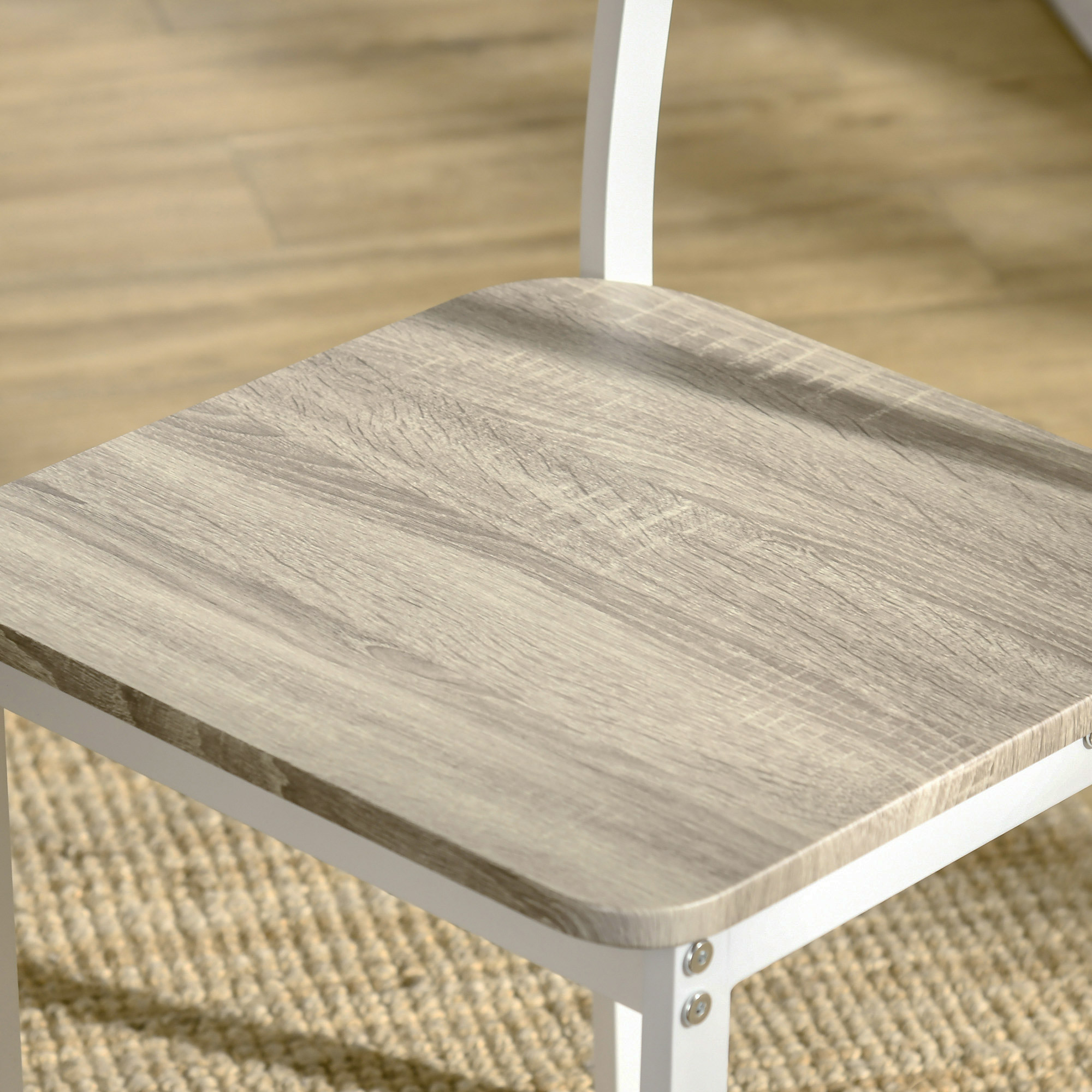 HOMCOM 3-delige Eetkamerset, Klaptafel met 2 Stoelen, 110 cm x 70 cm x 75 cm, Wit + Natuur