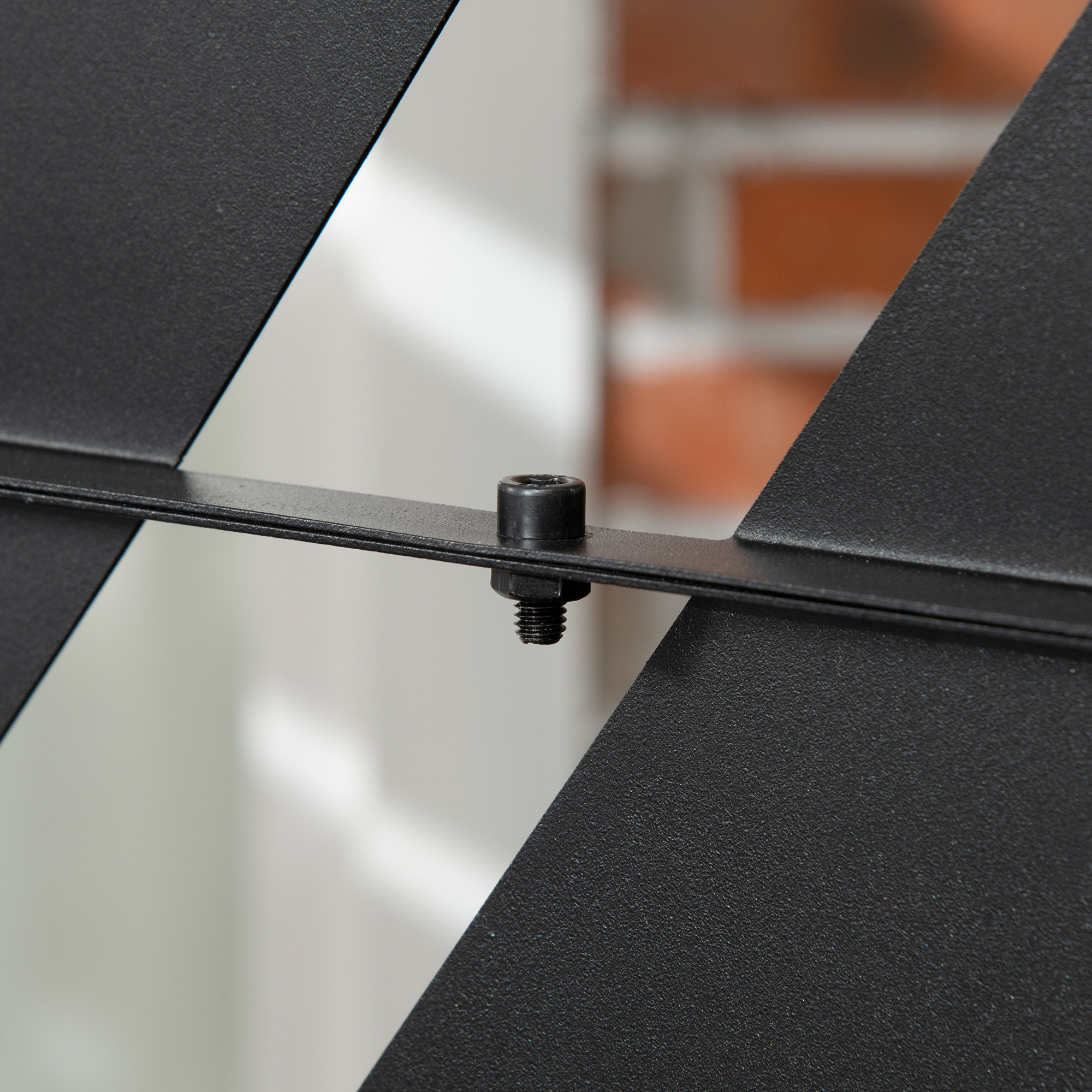 Outsunny Buitenscherm Privacy Stalen Frame Palmblad Silhouet 120x198 cm, Zwart