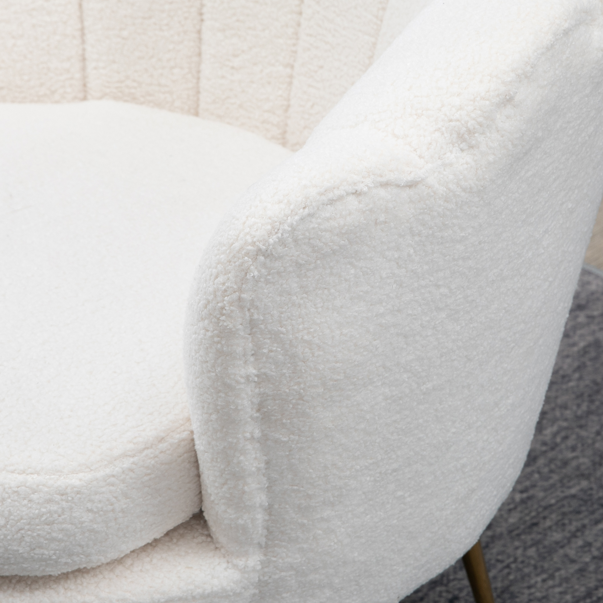 HOMCOM Fauteuil in Schelpvorm, Relaxstoel, Ontspanningsstoel, Metalen Poten in Goudlook, 79D x 77B x 77H cm, Wit