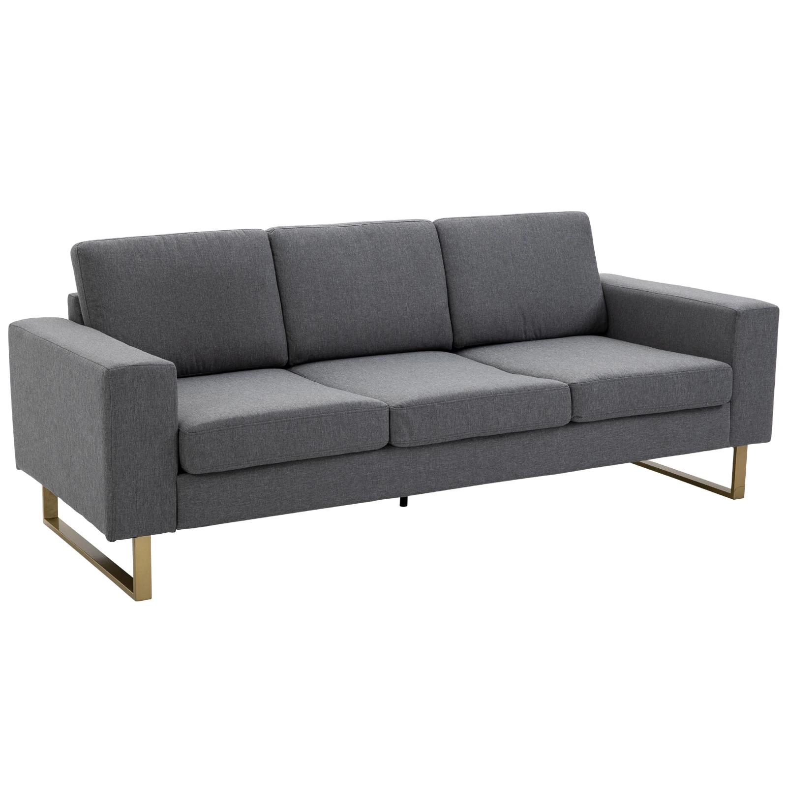 HOMCOM bank gestoffeerde 3-zitsbank tv-fauteuil gestoffeerde bank loungebank kussen