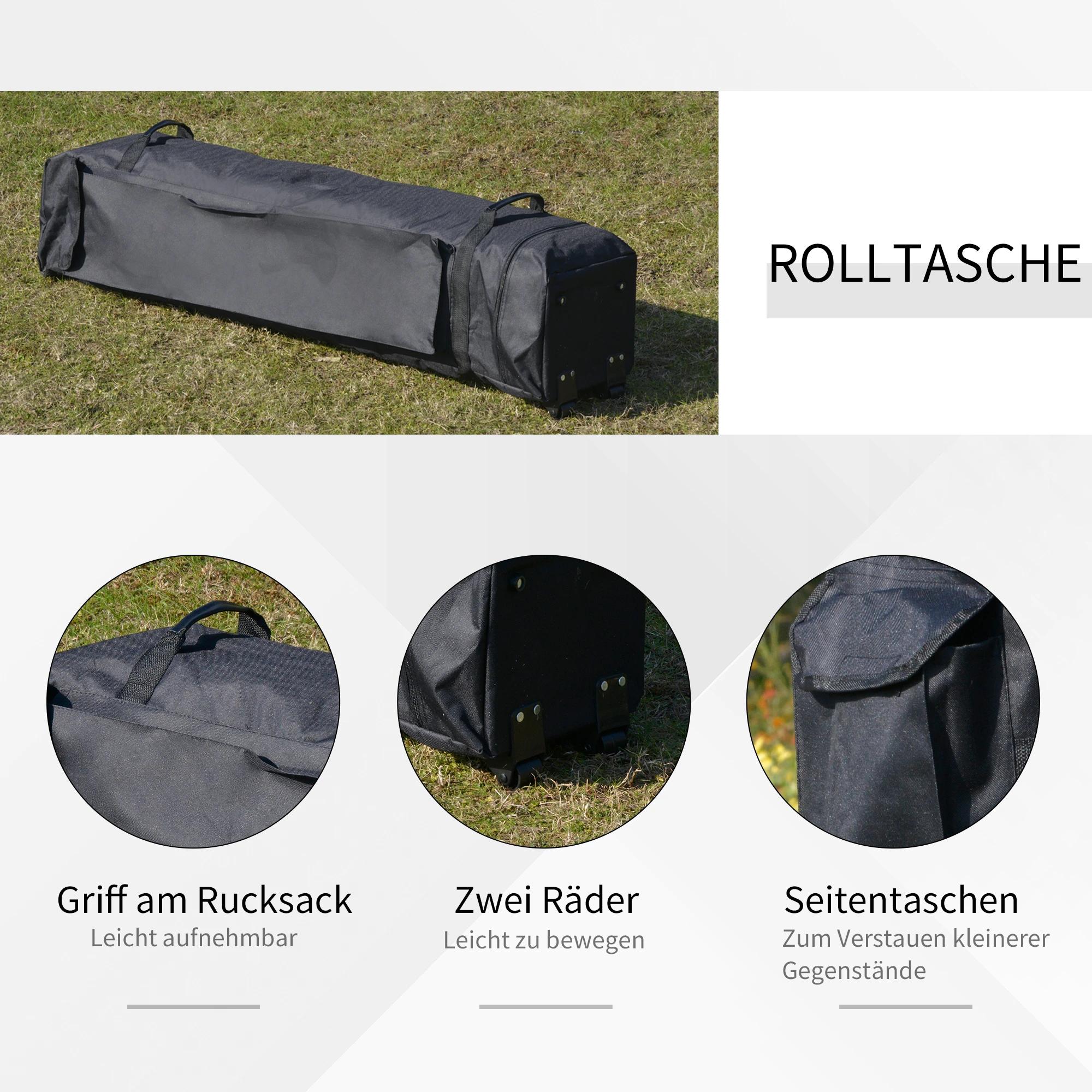 partytent opvouwbare tent pop-up tent incl. tas op wielen staal + oxford + mesh grijs