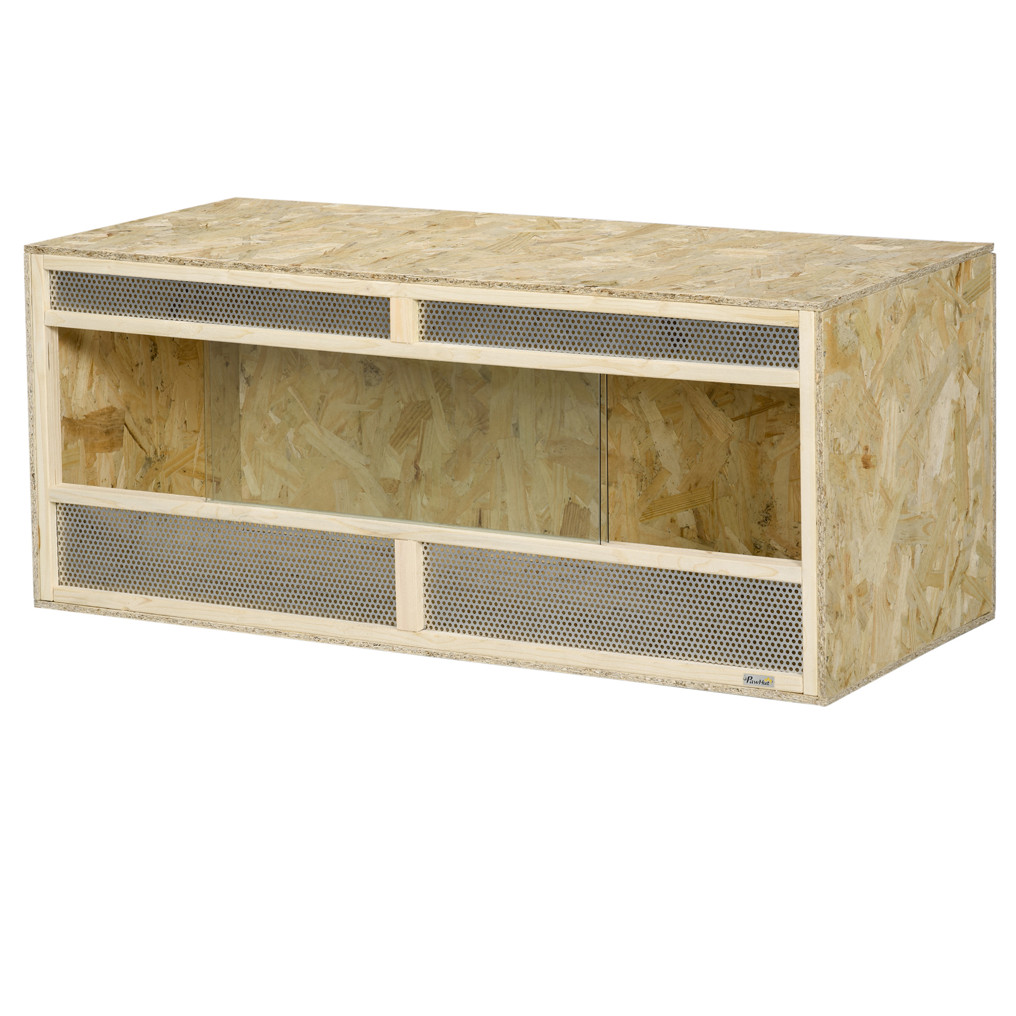 PawHut Terrarium voor Reptielen/Amfibieën, met Glazen Schuifdeuren, Ventilatiegrill, 120x50x50cm