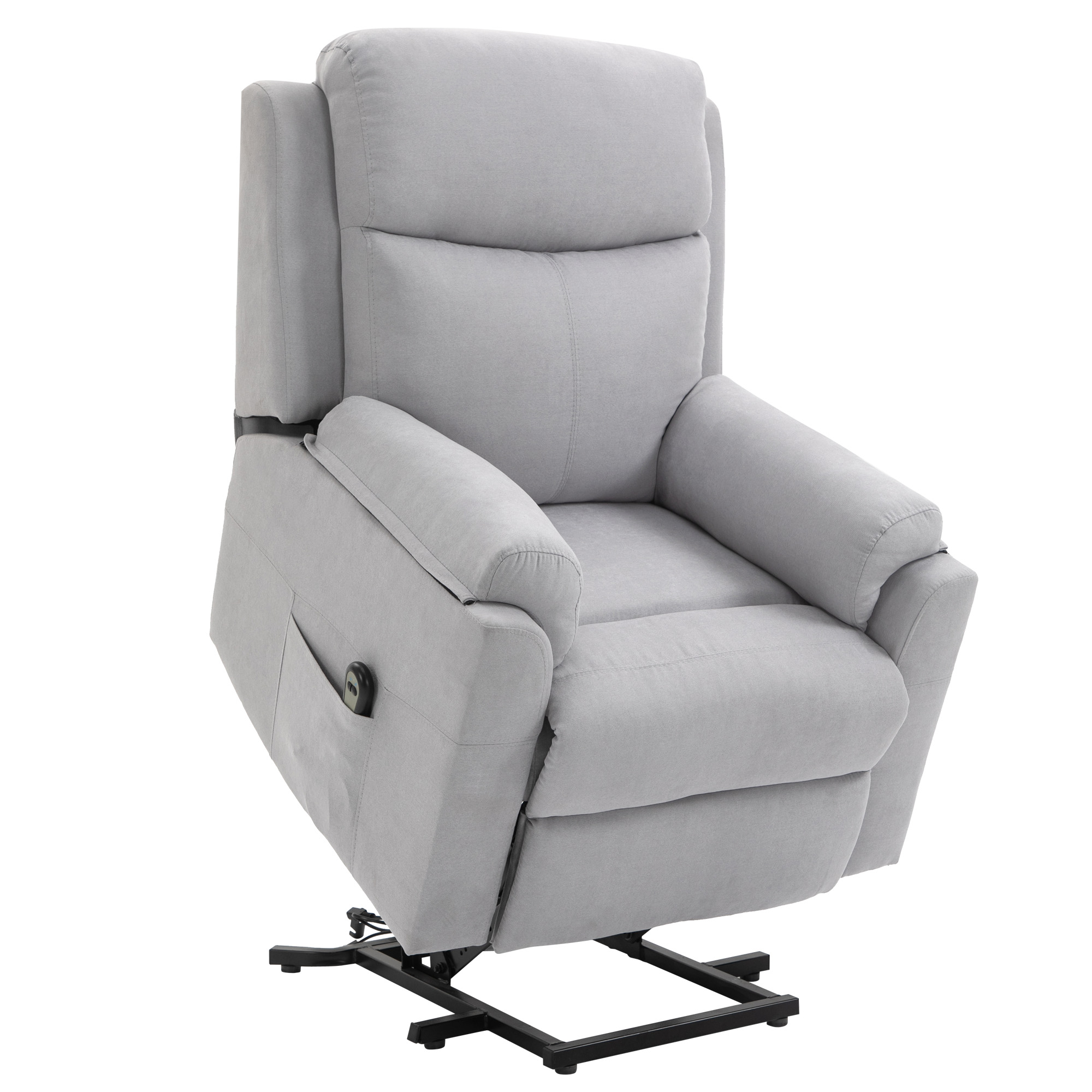 HOMCOM elektrische sta-stoel fauteuil met opstahulp voor senioren relaxfauteuil TV-fauteuil met slaapfunctie en opstahulp TV-fauteuil ligfunctie linnen touch grijs 83 x 89 x 102 cm
