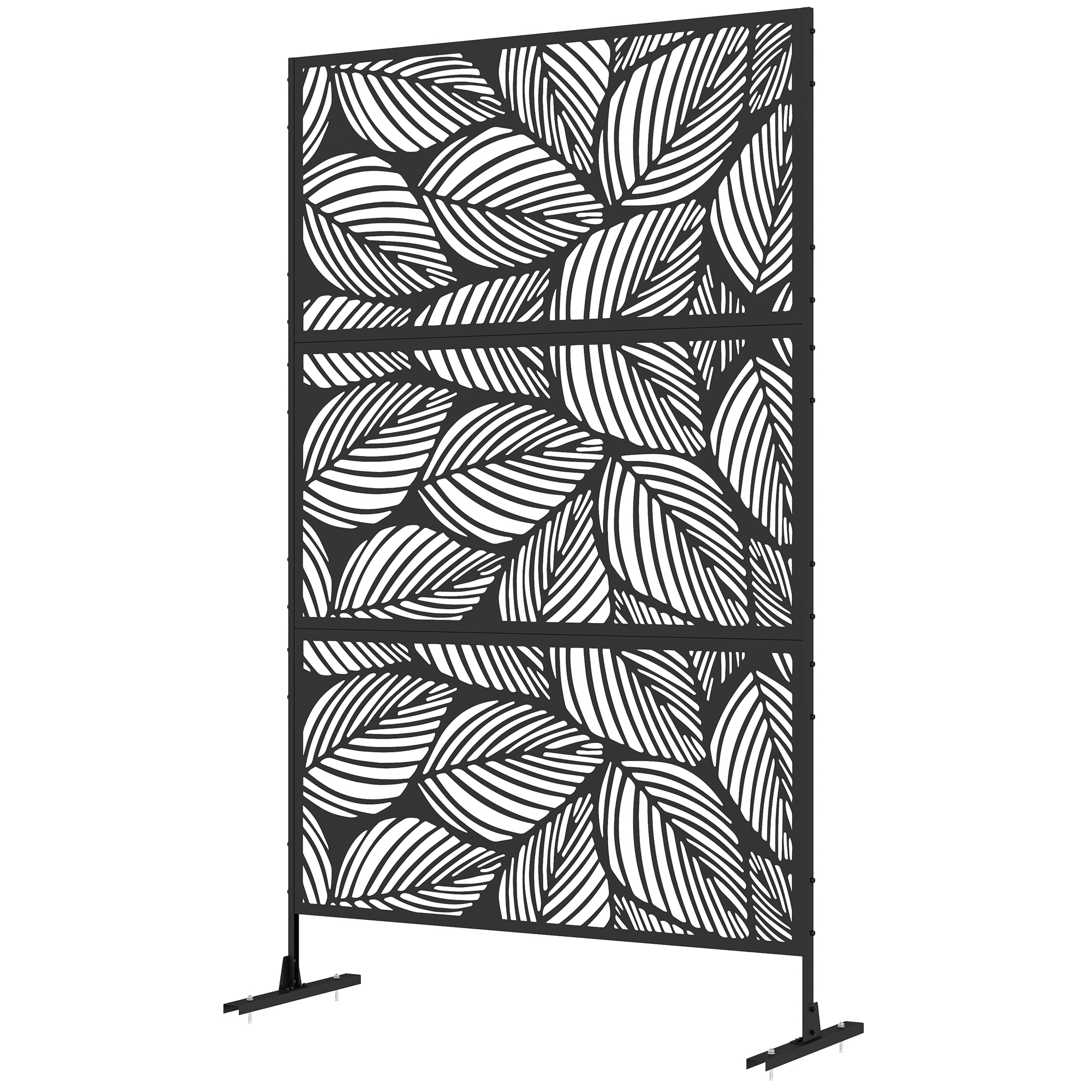 Outsunny Tuinafscheiding met bloemenpatroon, metaal, 122 x 45 x 198 cm, zwart