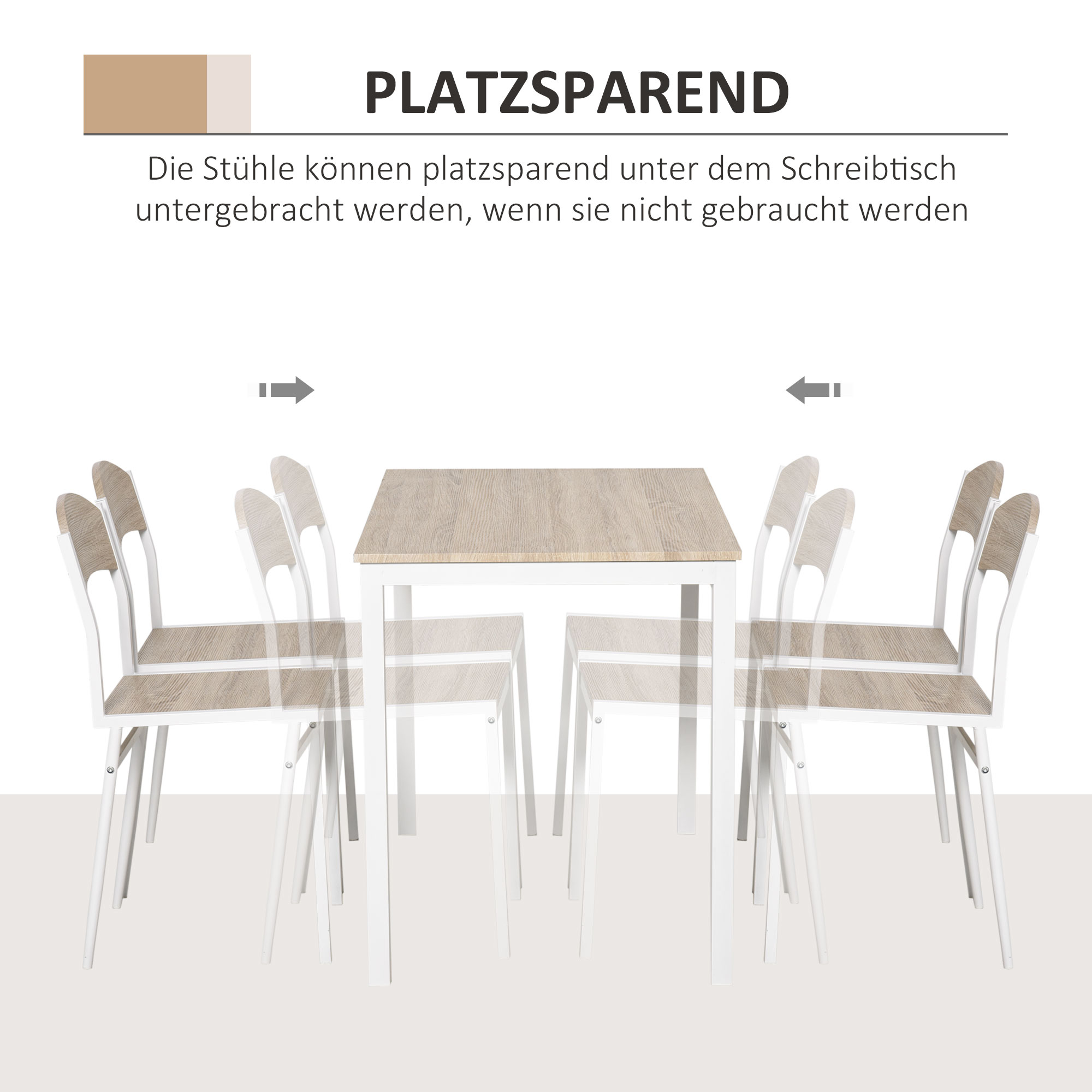 HOMCOM eettafelset, tafelgroep 5-delig eetset, eetkamergarnituurset, zitgroep