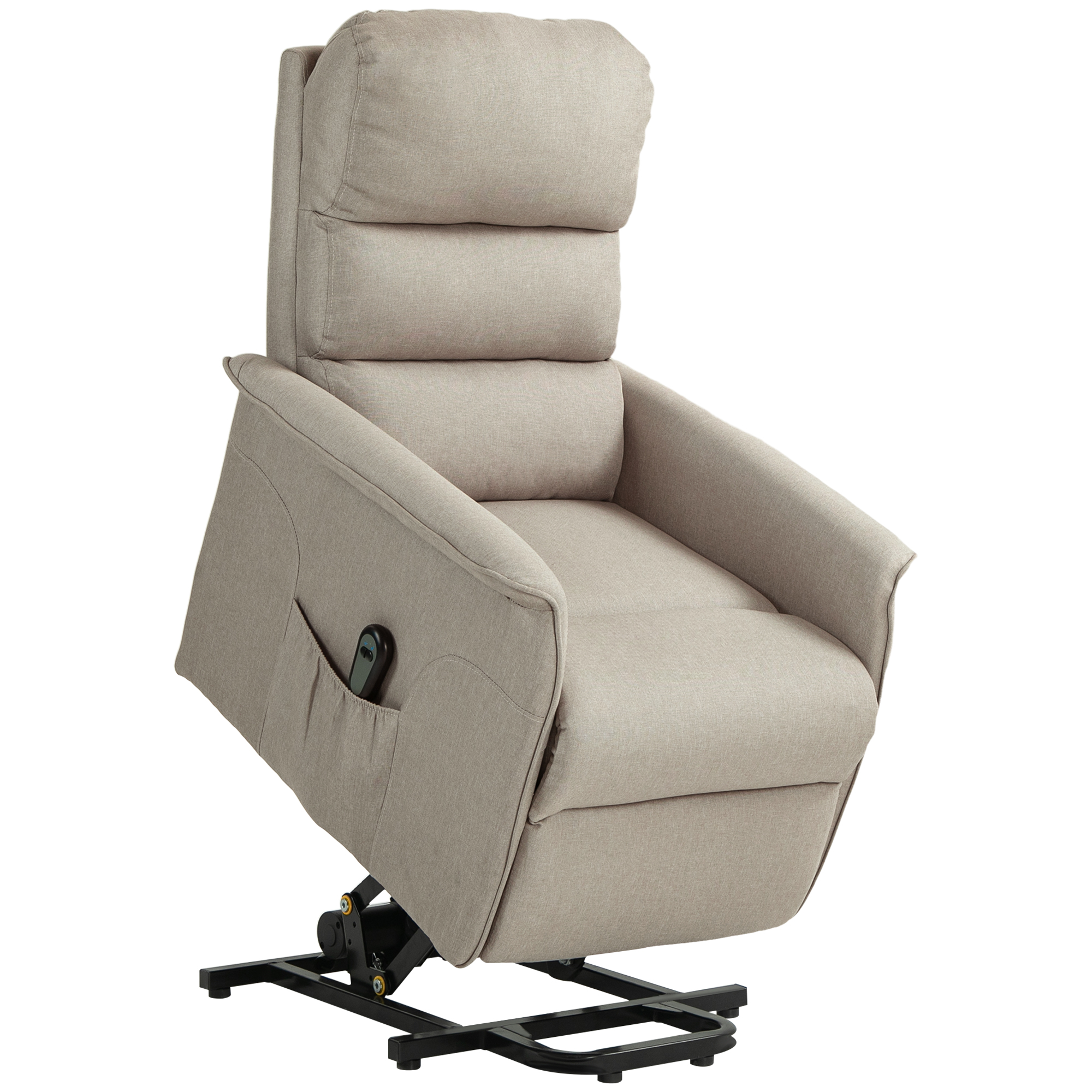 HOMCOM Relaxstoel met Elektrische Opsta-Hulp, Verstelbare Rugleuning/Voetensteun, Tot 120 kg, 66 x 90 x 96 cm, Beige