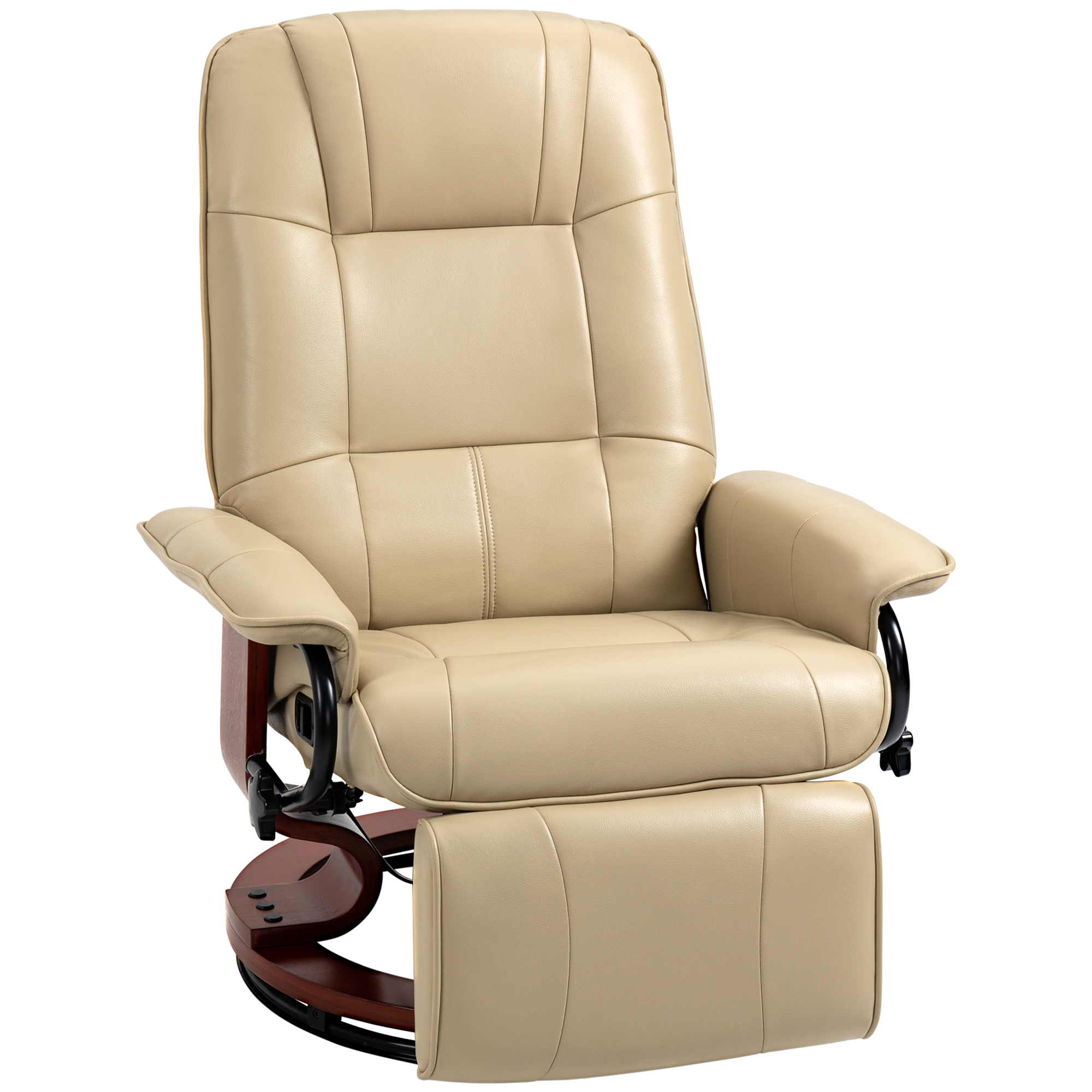 HOMCOM Relaxstoel, Verstelbaar, Ligfunctie, tot 120 kg, Kunstleer, 78 x 87 x 100 cm, Beige