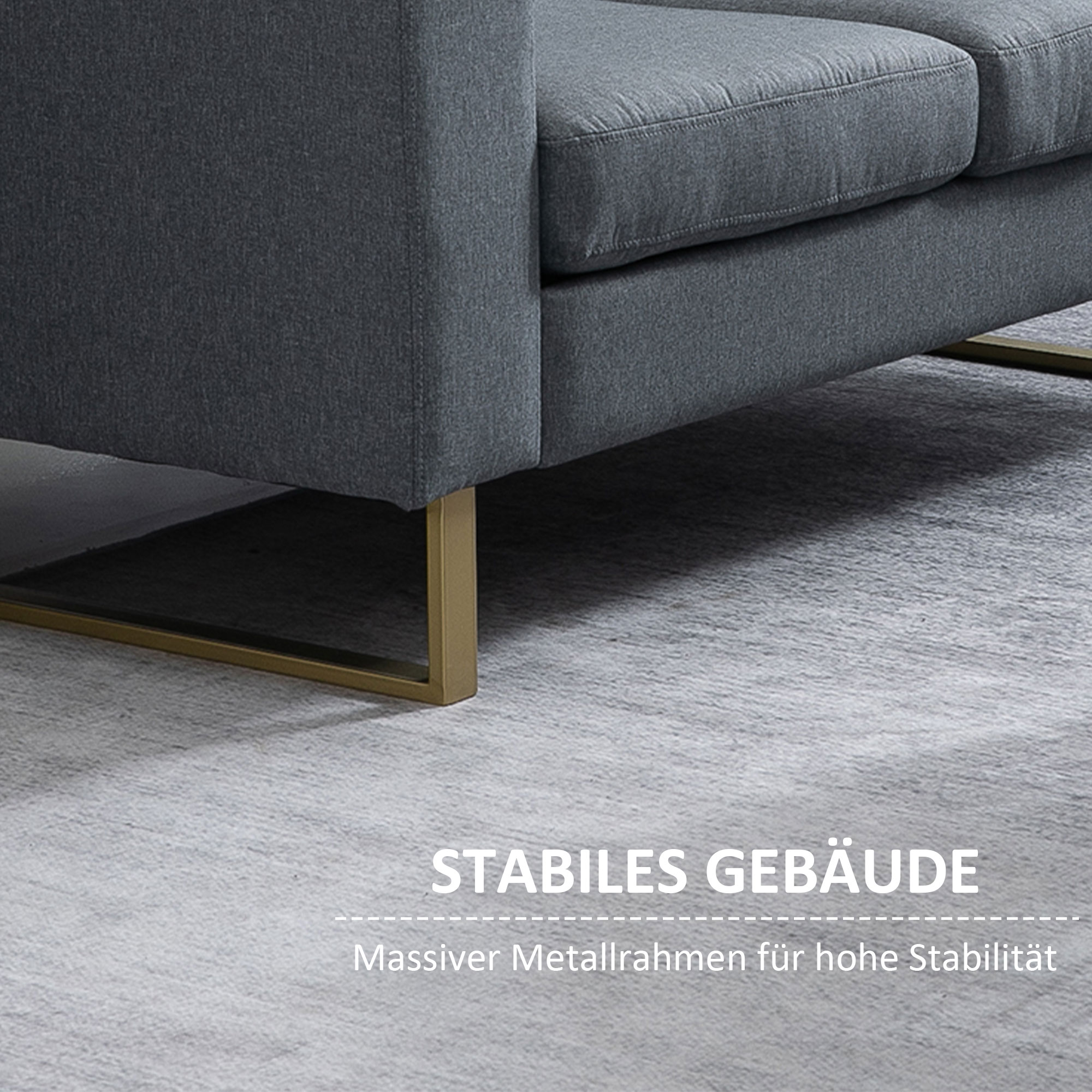 HOMCOM 2-zitsbank stoffen bank hoekbank gestoffeerde bank zitmeubelen kussens armsteun hout metaal lichtgrijs 160 x 82 x 78 cm