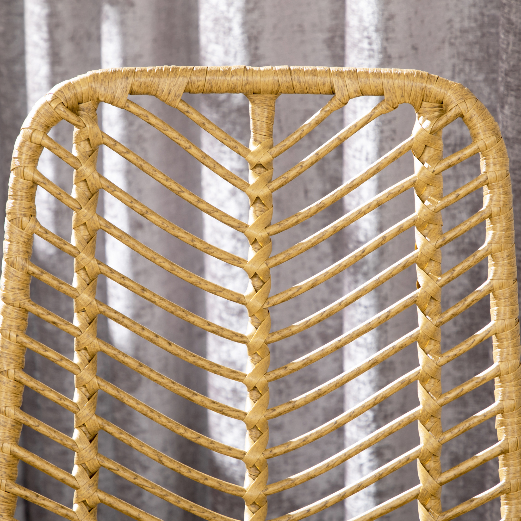 HOMCOM Set van 2 barkrukken in boho-design, PE-rotan, inclusief voetsteun, 42,5 cm x 52 cm x 102 cm, geel+zwart