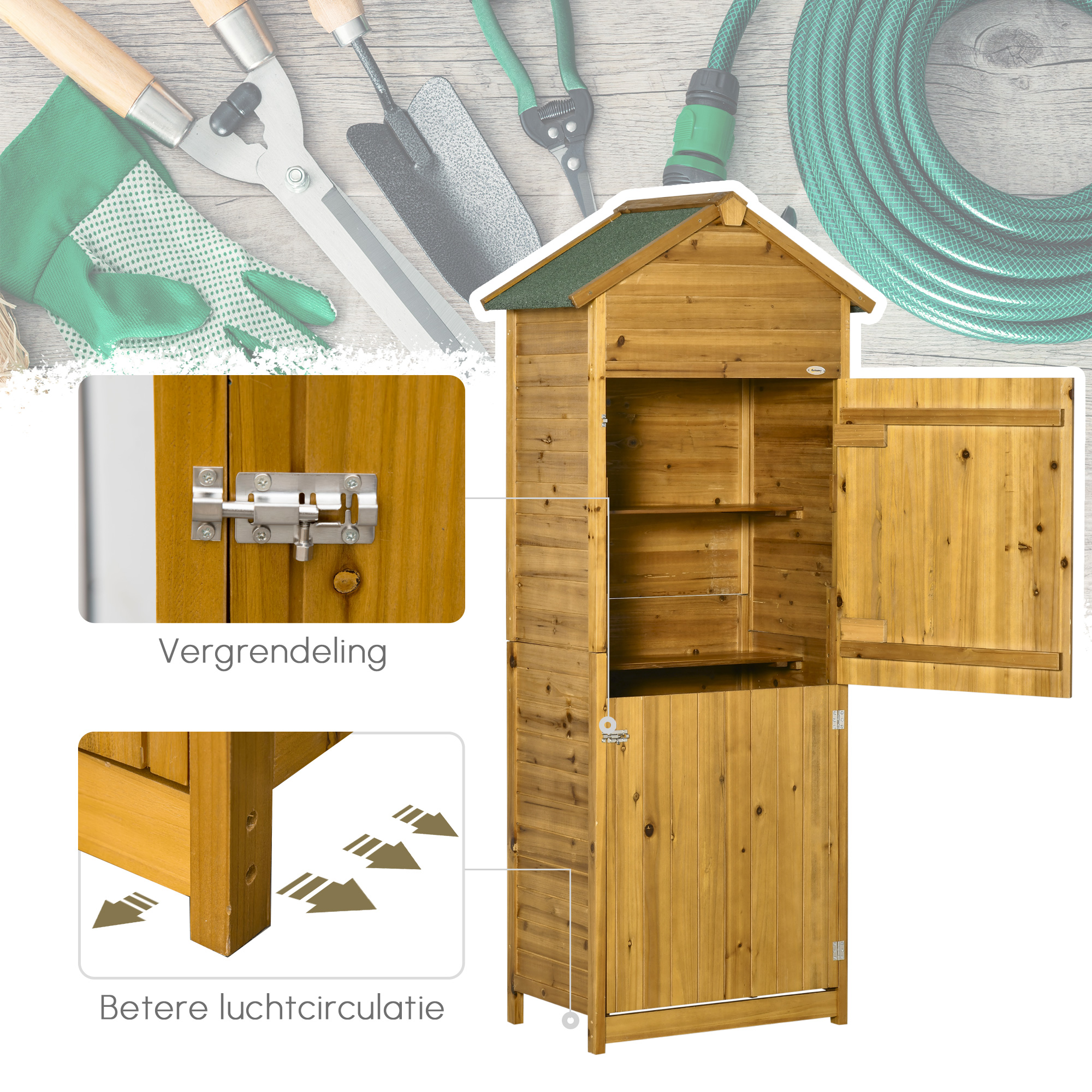 Outsunny Huisdiertrap Hondentrap, 3 treden, grenenhout, 46 cm x 54 cm x 42,5 cm, Bruin + Zwart