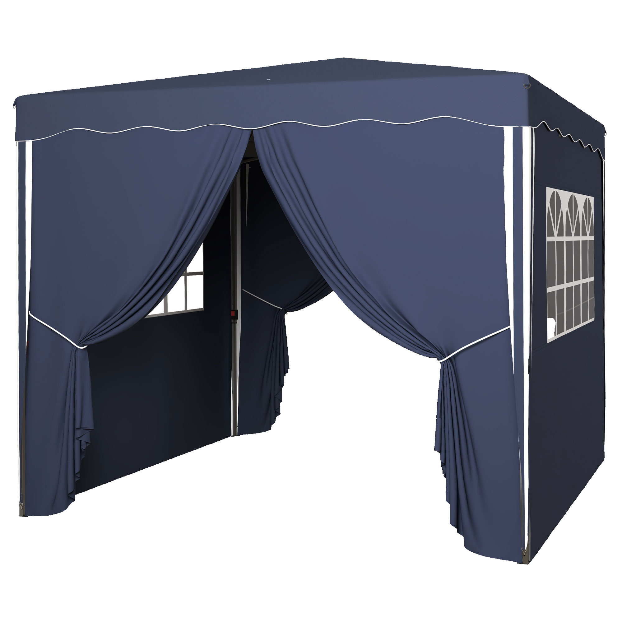 Outsunny Opvouwbare tuinpaviljoen, verstelbaar in hoogte, 2 grote ramen, draagtas, metalen frame, 3x3m, Blauw
