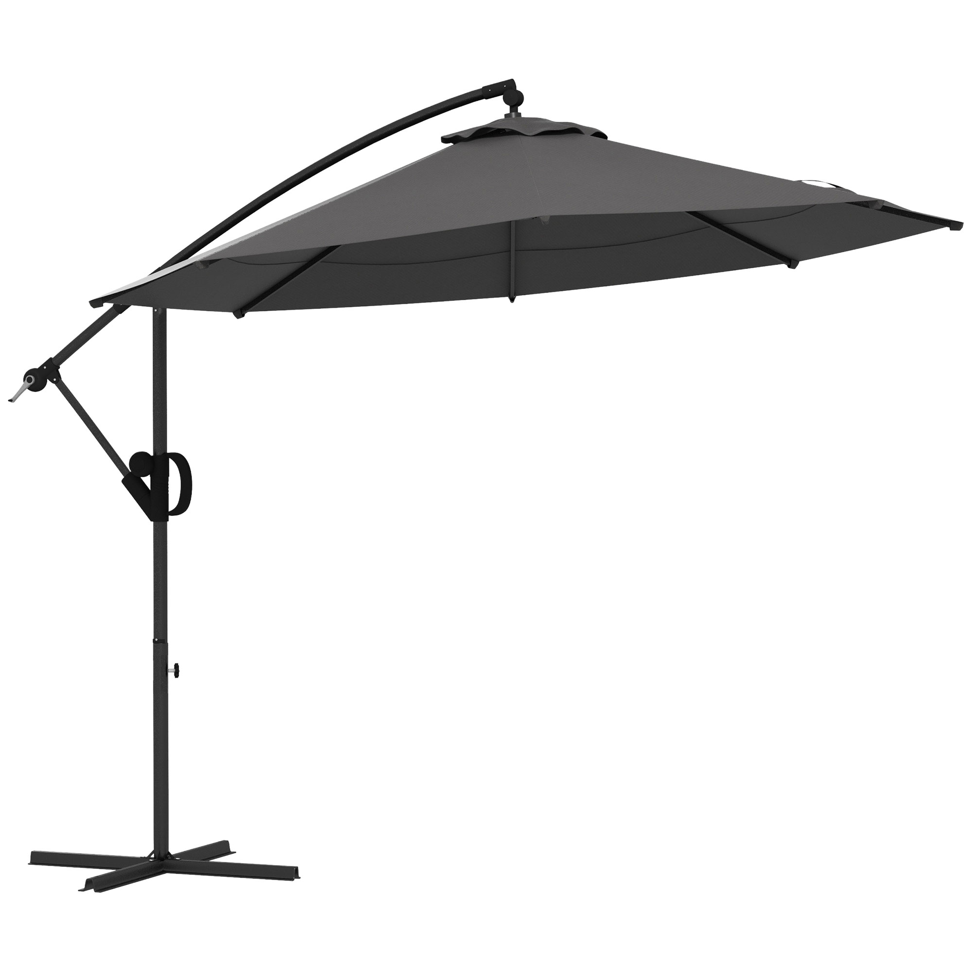 Outsunny Parasol Ampelschirm, incl. Kruisvoet, 293 x 293 x 260 cm, Grijs
