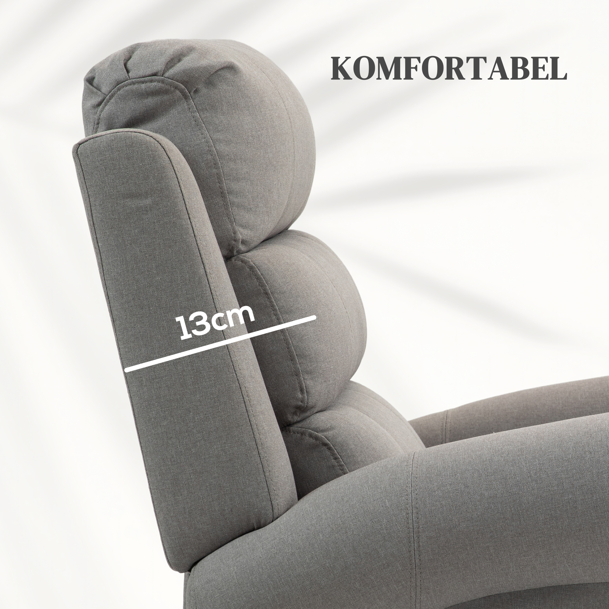 HOMCOM Relaxfauteuil met Opstahulp, 8 Massagepunten, Verwarmbare Rugleuning, Linnenlook, Grijs