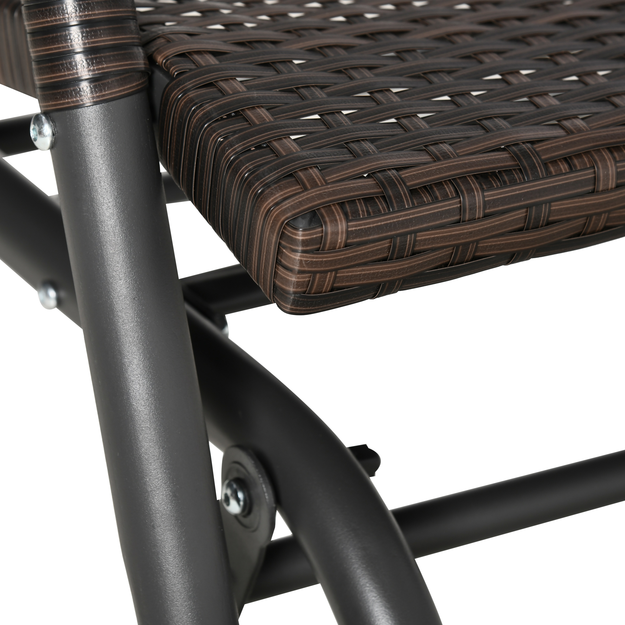 Outsunny schommelbank voor 2 personen in rotan look, staal+polyrattan, bruin+grijs, 70 x 120 x 84 cm