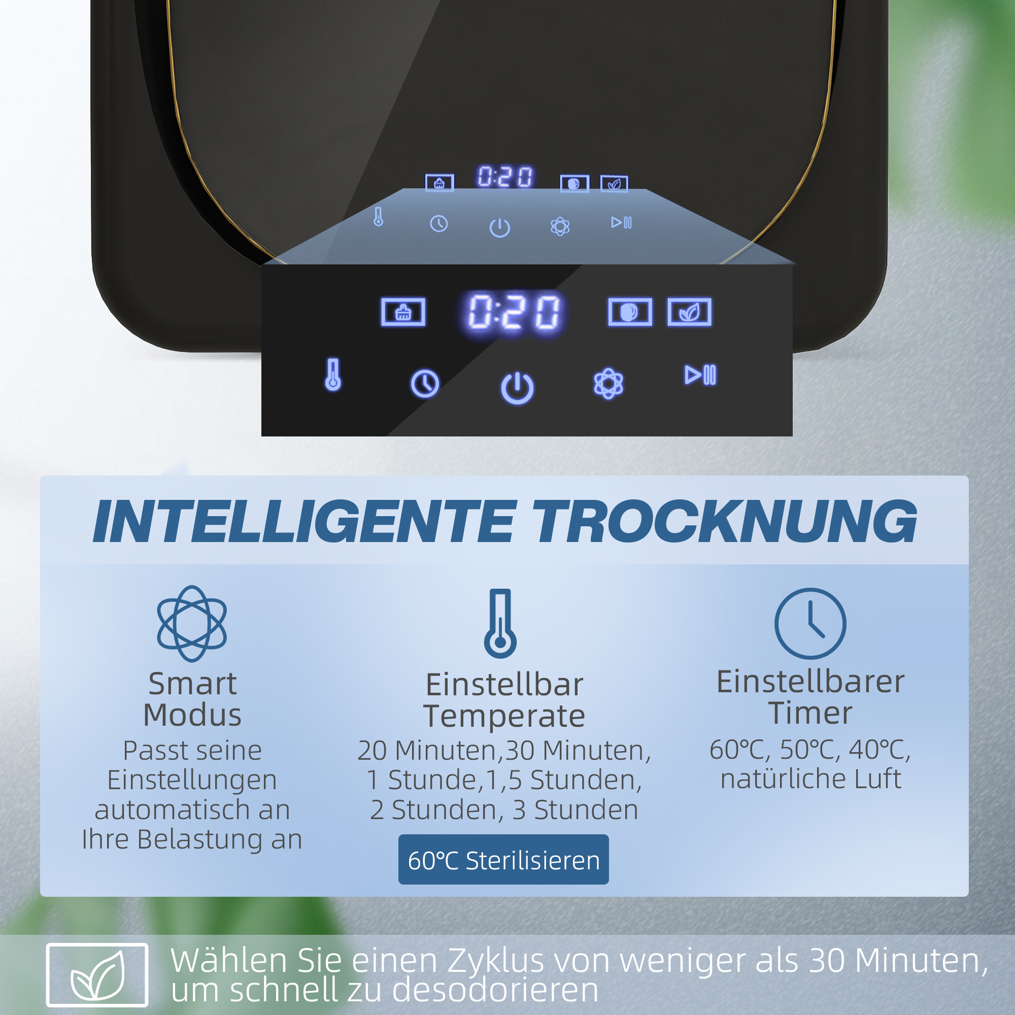 HOMCOM Wasdroger met UV-Desinfectie, Compact Ontwerp, 4 kg Capaciteit, Roestvrijstaal, Zwart