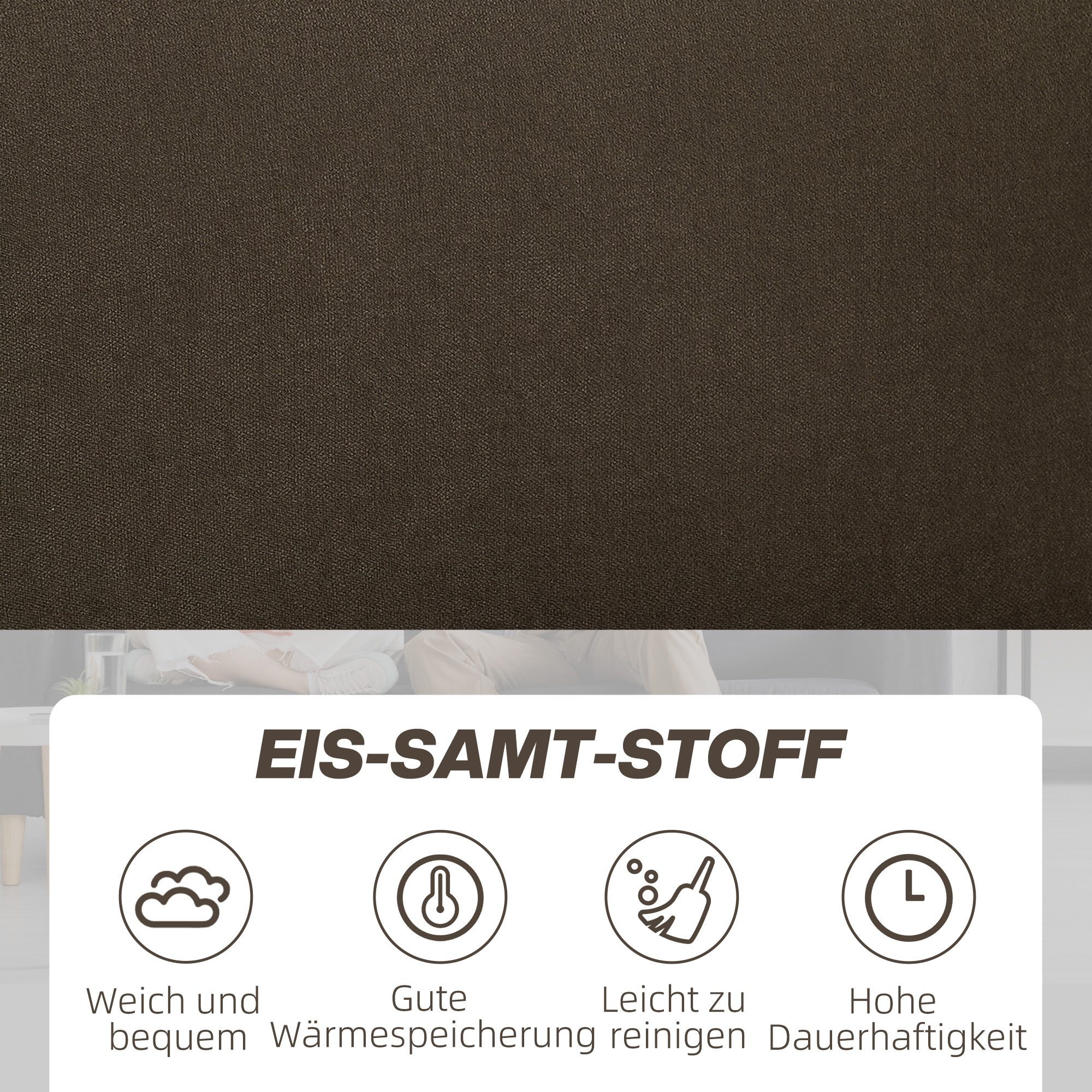 HOMCOM Tweezitsbank met Opbergruimte, Gestoffeerde Bank in Fluweellook met Rugkussens voor Woonkamer, Slaapkamer, Kantoor, Bruin