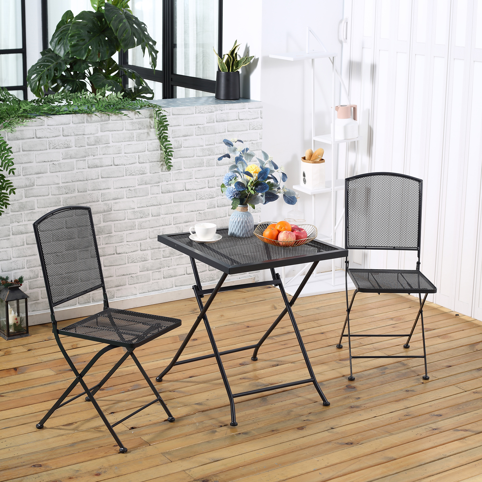 Outsunny 3-delige bistroset, opvouwbare zitgroep voor tuin, balkon