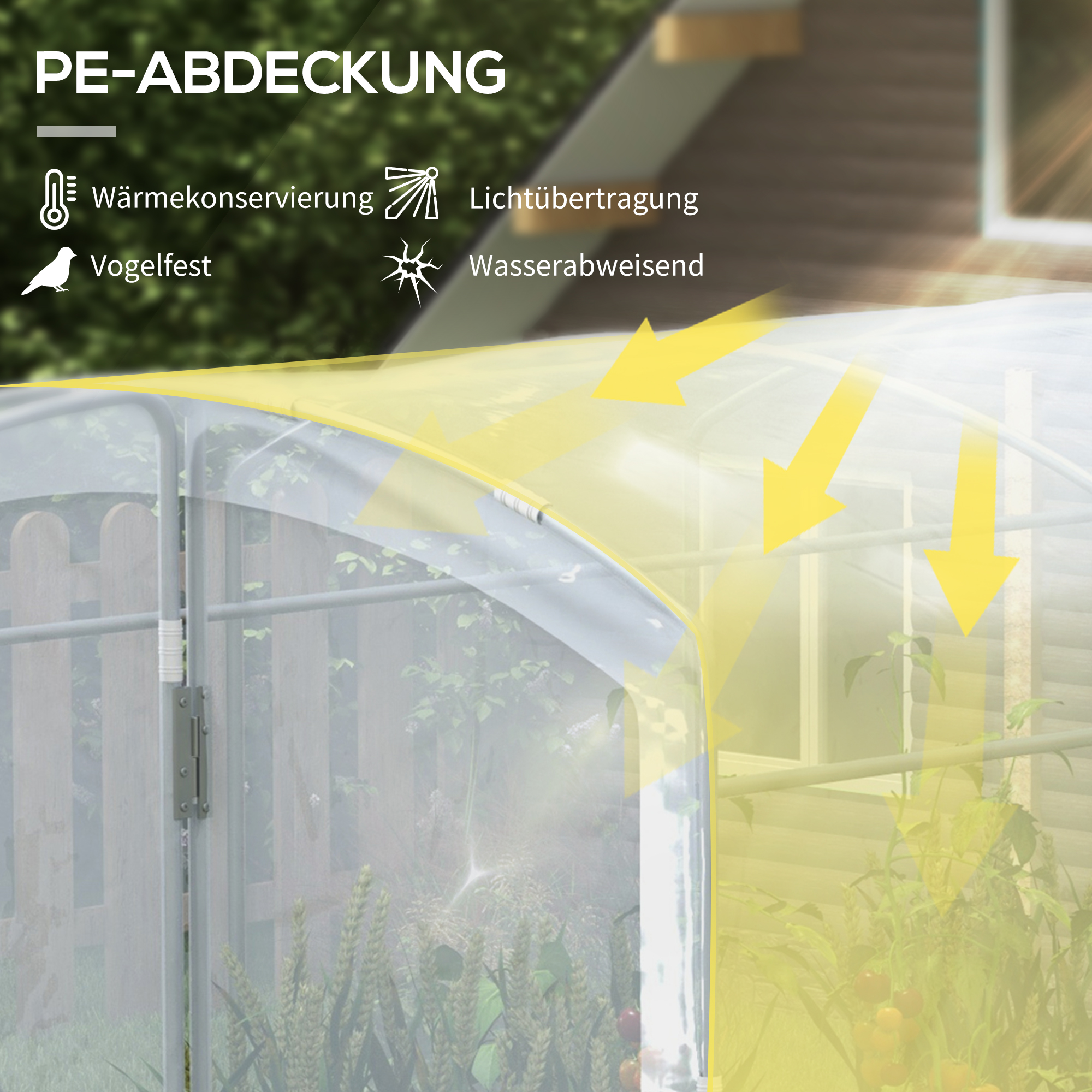Outsunny Tunnelkas, loopbaar, transparante folie, verzinkt stalen frame, 3 x 2 x 2m