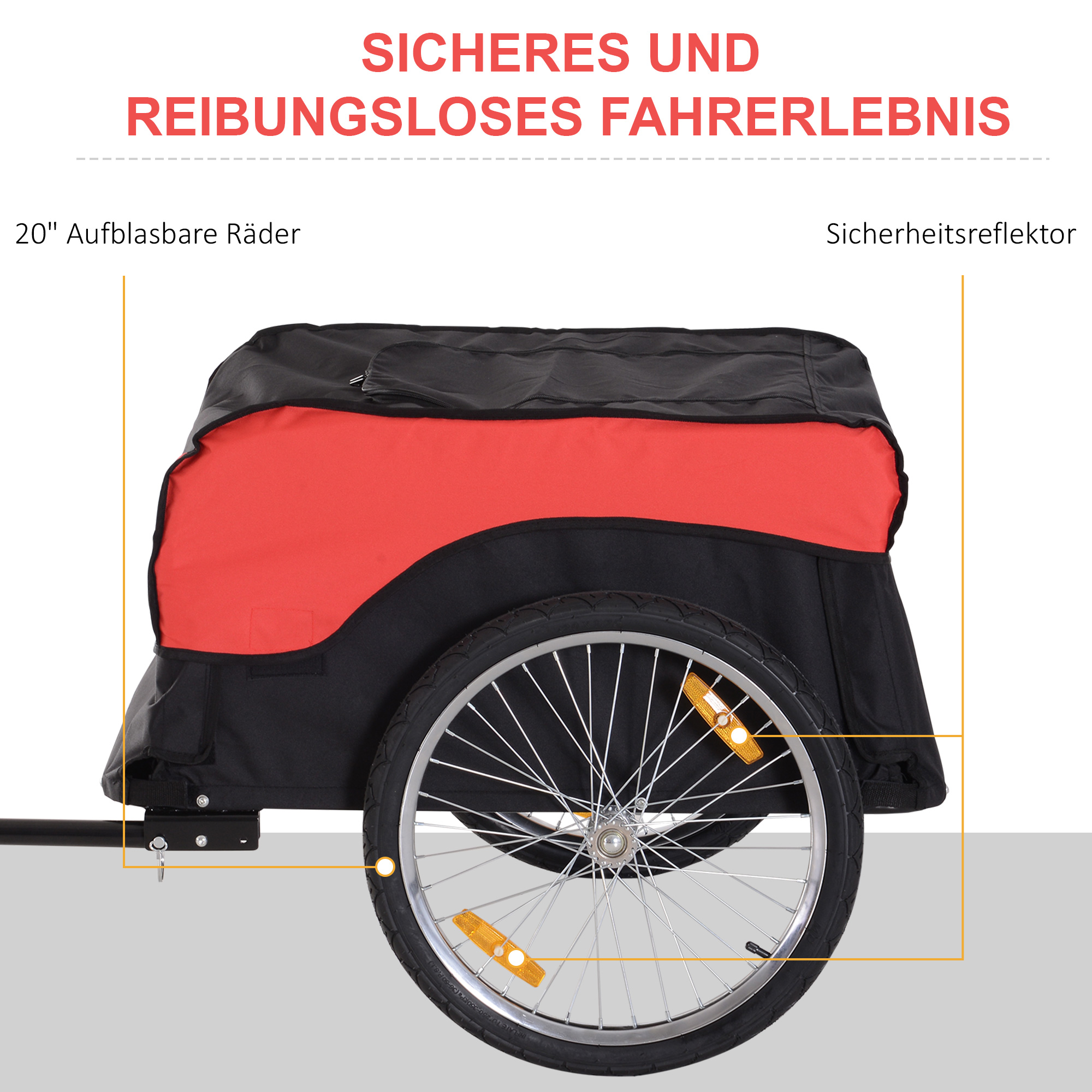 HOMCOM fietsaanhanger rood-zwart