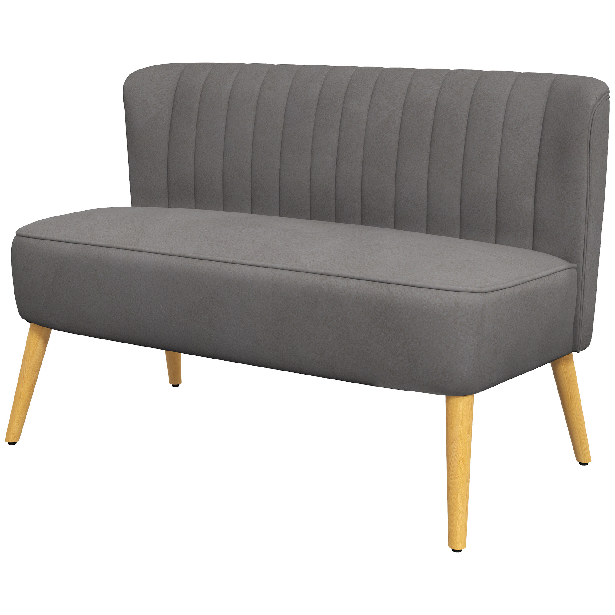 HOMCOM Sofa Retrodesign 2-zitsbank, houten poten, 117 cm x 56,5 cm x 77 cm, Donkergrijs