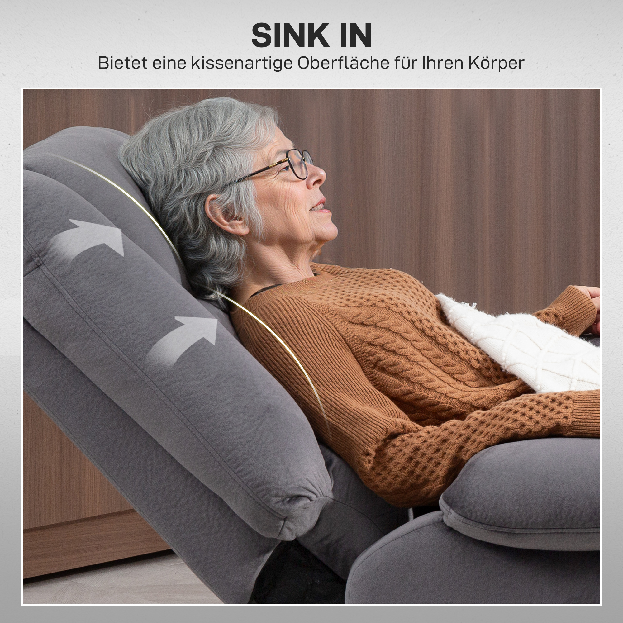 HOMCOM Relaxfauteuil met Opstaan-hulp, Warmte- en Massagefunctie, Afstandsbediening en Zijvak, Donkergrijs
