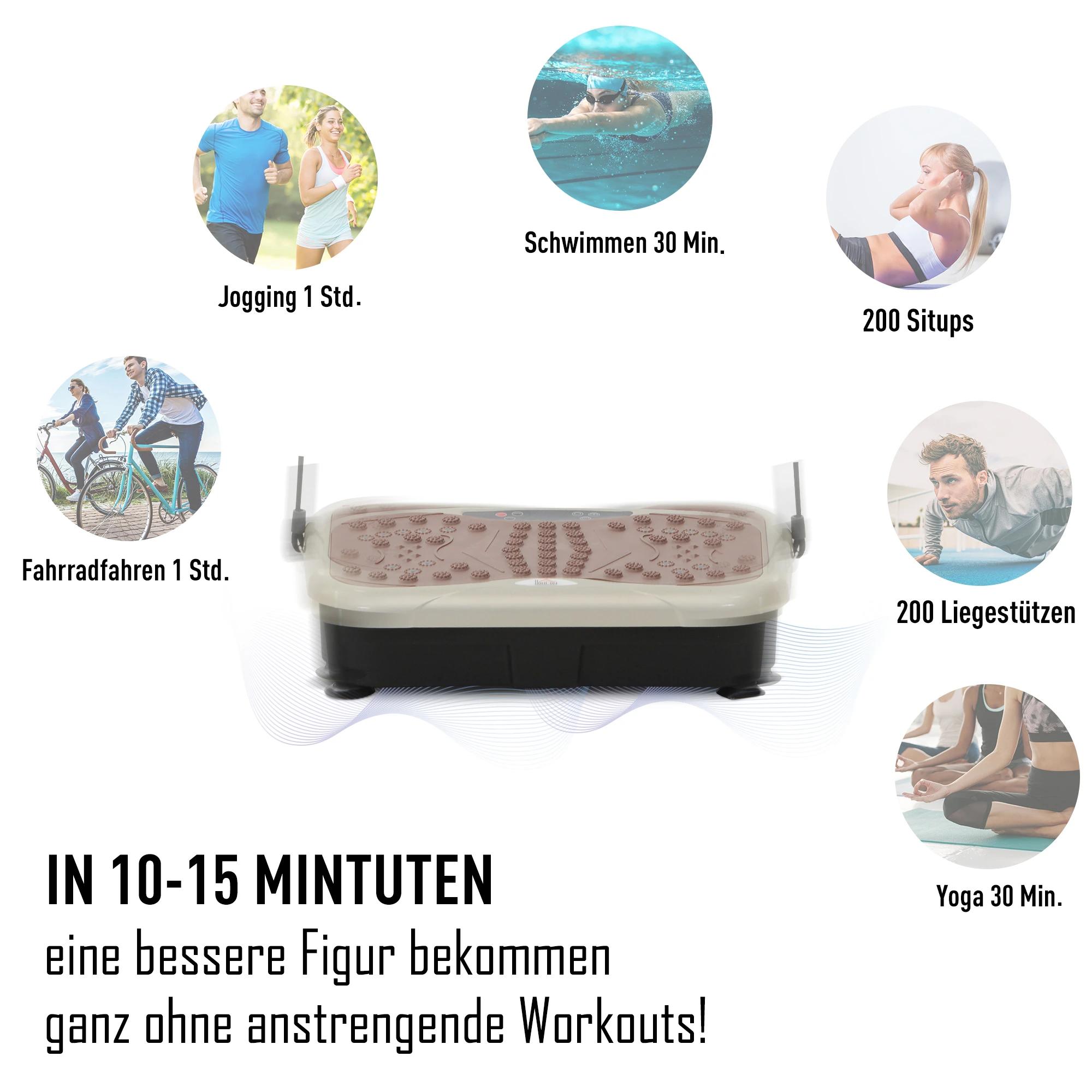 HOMCOM Trilplaat vibratietrainer vibratieapparaat afstandsbediening LED-display