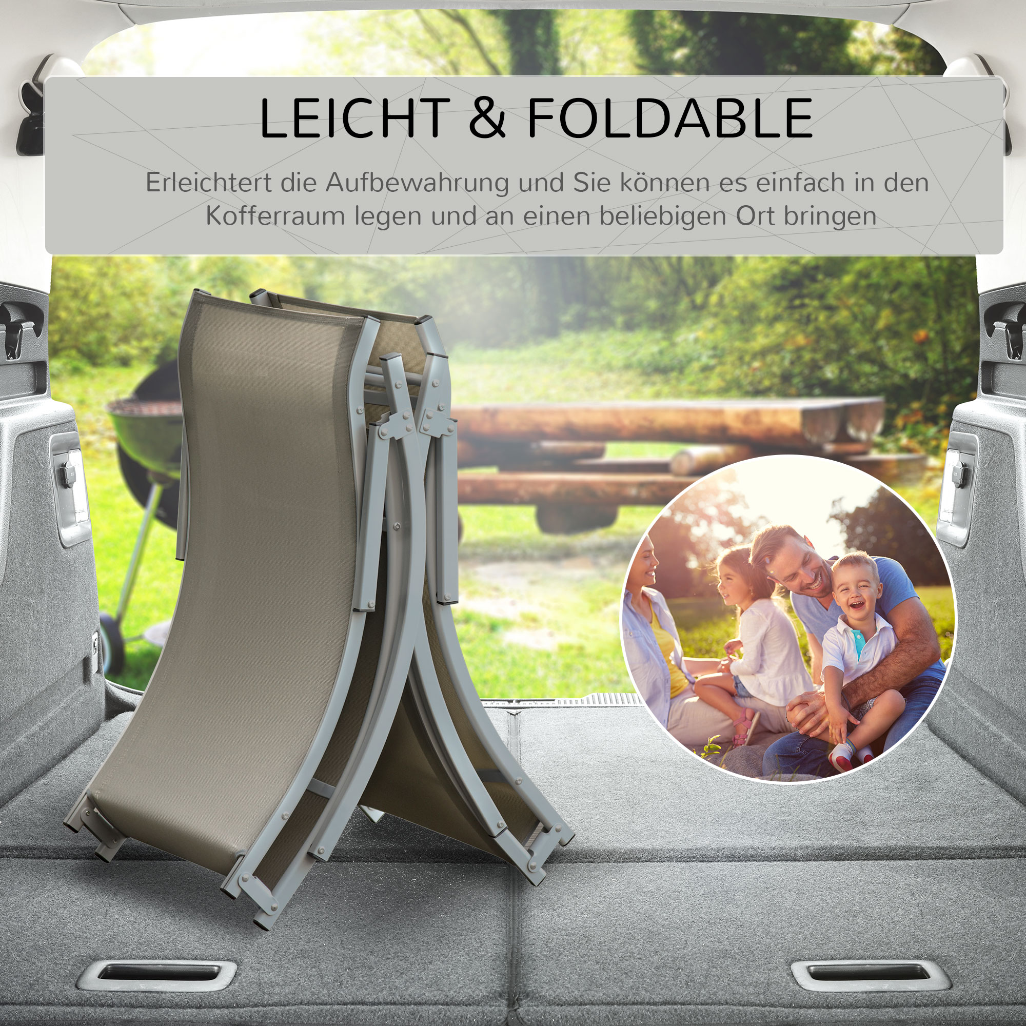 Set van 2 tuinstoelen ligstoel stoffen ligstoel relaxstoel ergonomisch aluminium Texteline