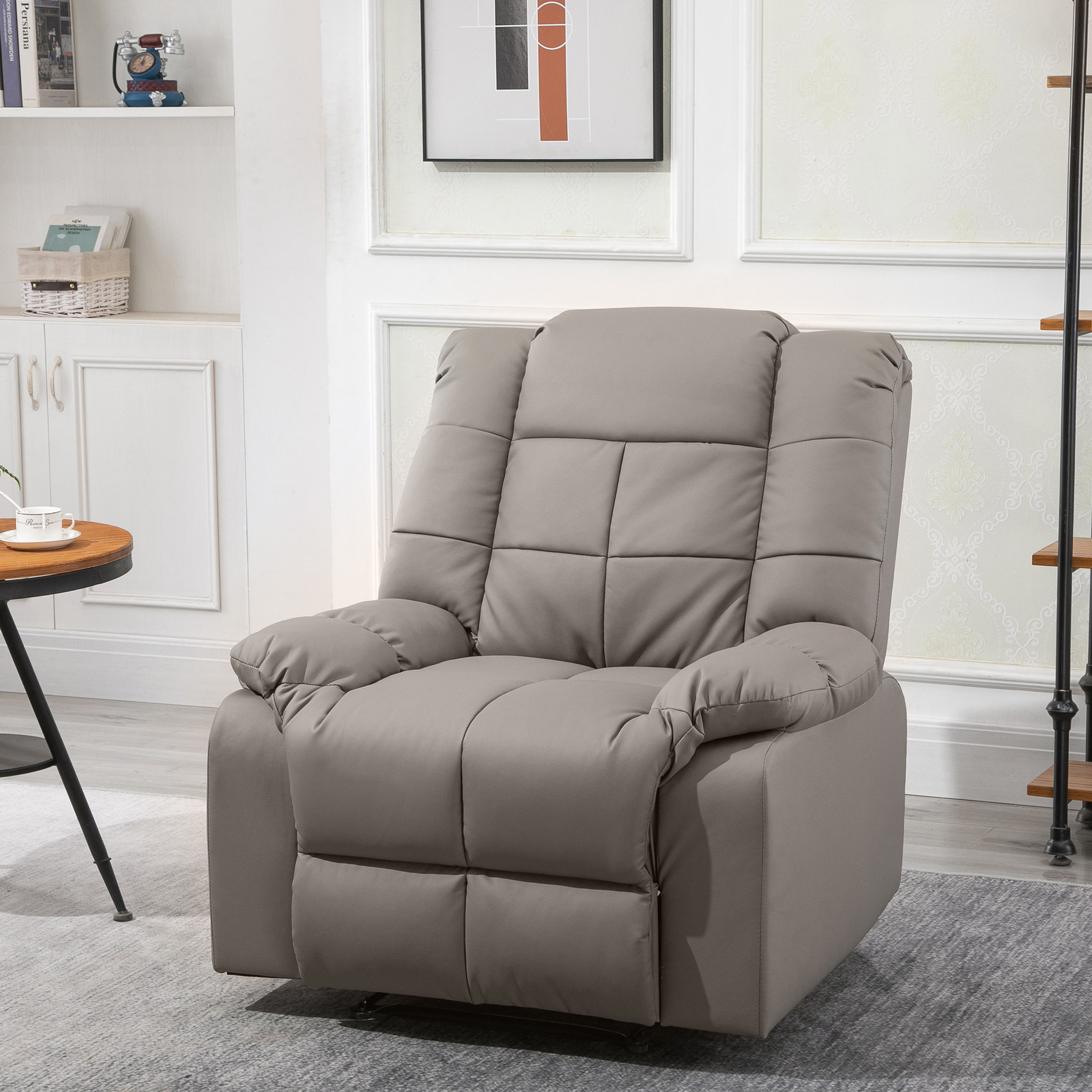 HOMCOM massagebank, tv-stoel, relaxstoel met massagefunctie, PU-leer + hout + metaal + schuimstof, 90 x 97 x 99 cm massagebank tv-stoel ligfunctie | Aosom.nl