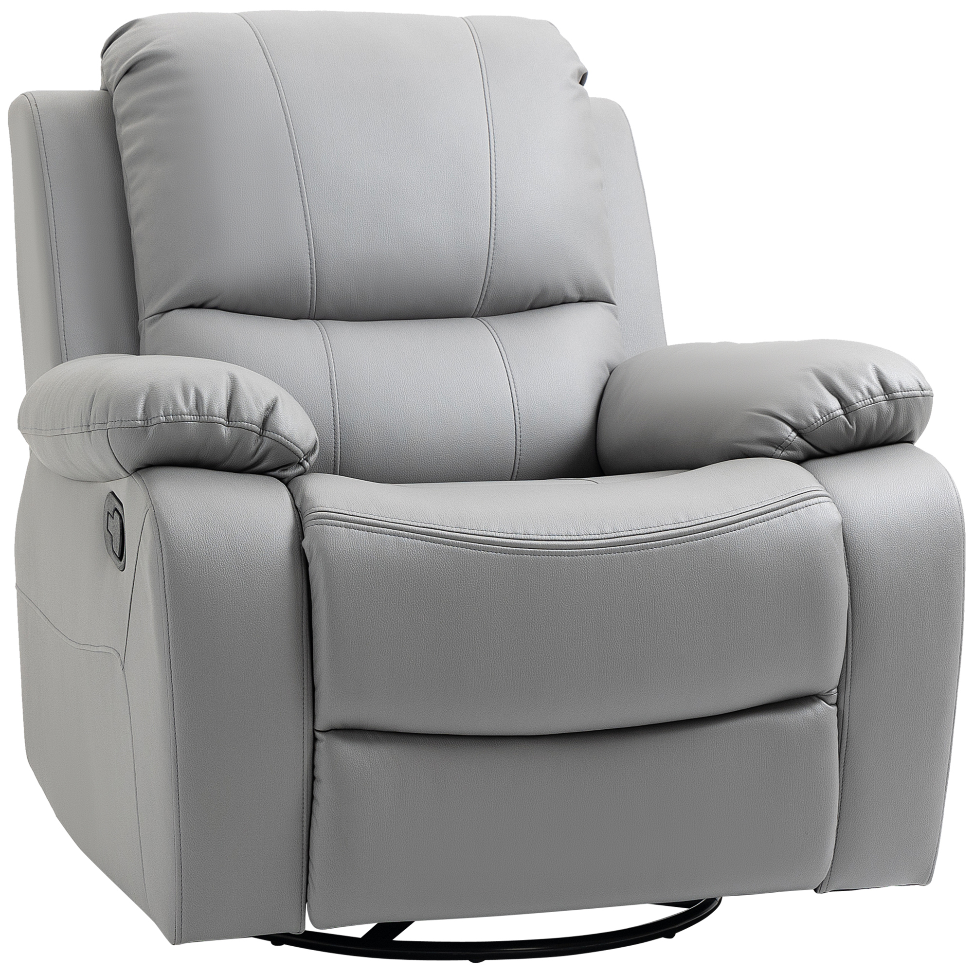 HOMCOM relaxfauteuil, verstelbare rugleuning, draaibaar, tuimelfunctie, met voetsteun, staal, grijs, 93 x 100 x 98 Hcm
