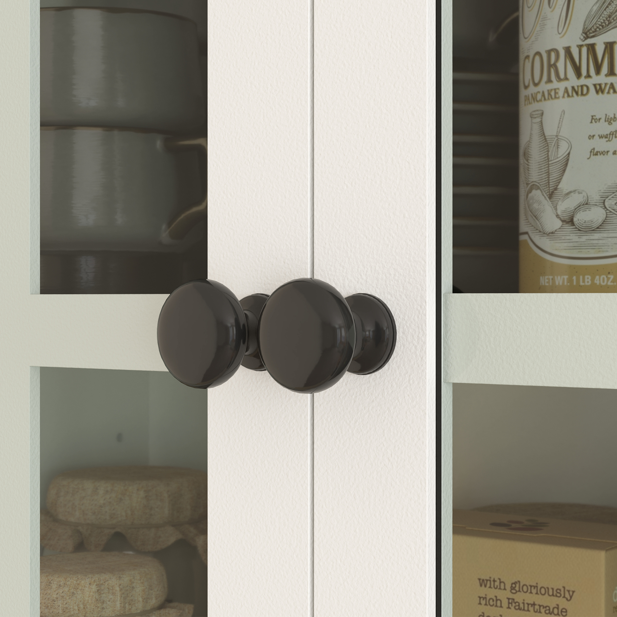 HOMCOM Keukenkast met Glazen Deuren, 2 Laden, Servieskast, Eetkamerschrank, Hout, 68 x 39,5 x 170 cm, Wit