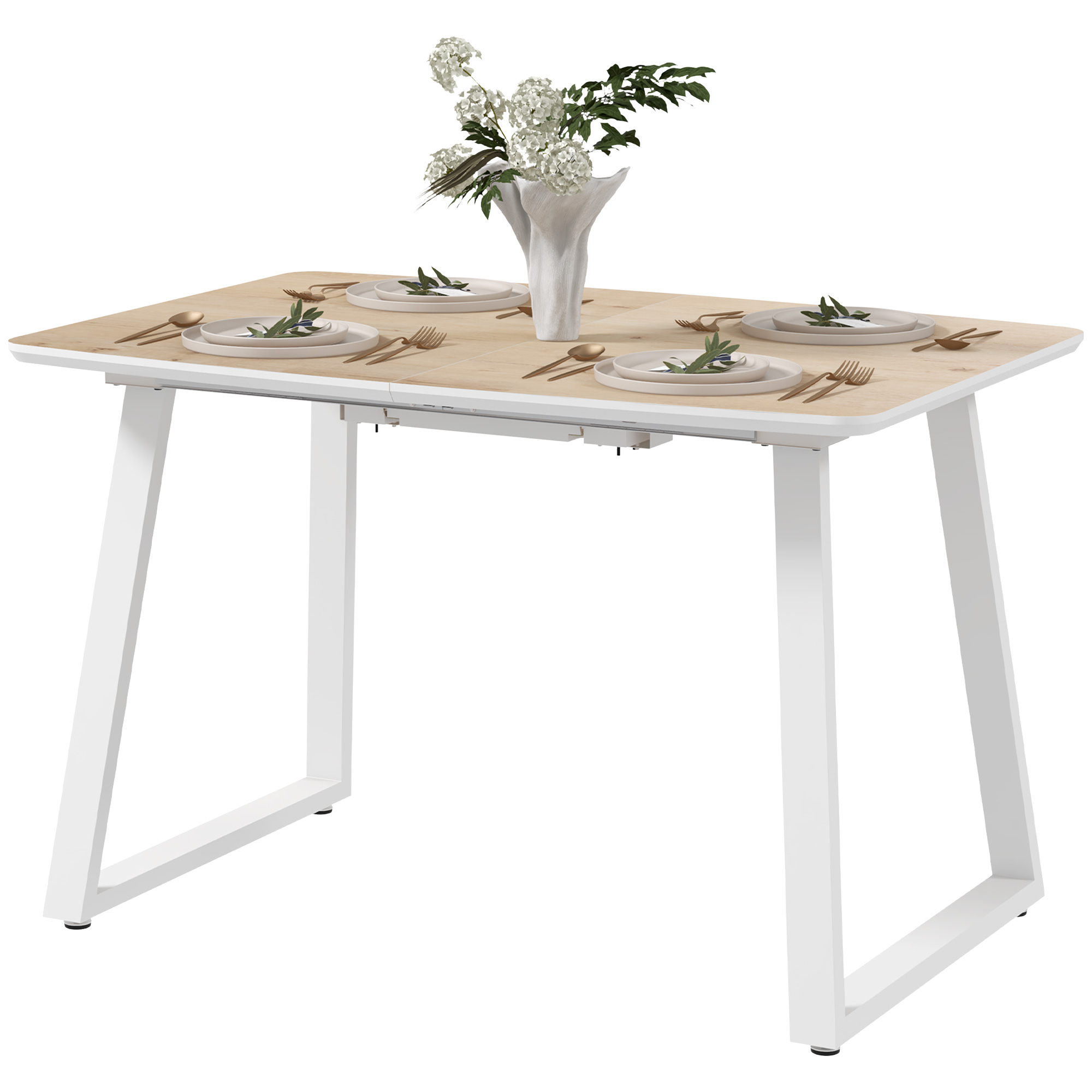 HOMCOM Inklapbare Eettafel, Uitschuifbaar, Industriële Stijl, MDF-Houtlook, Metaal, 120-160 x 80 x 76 cm, Eik