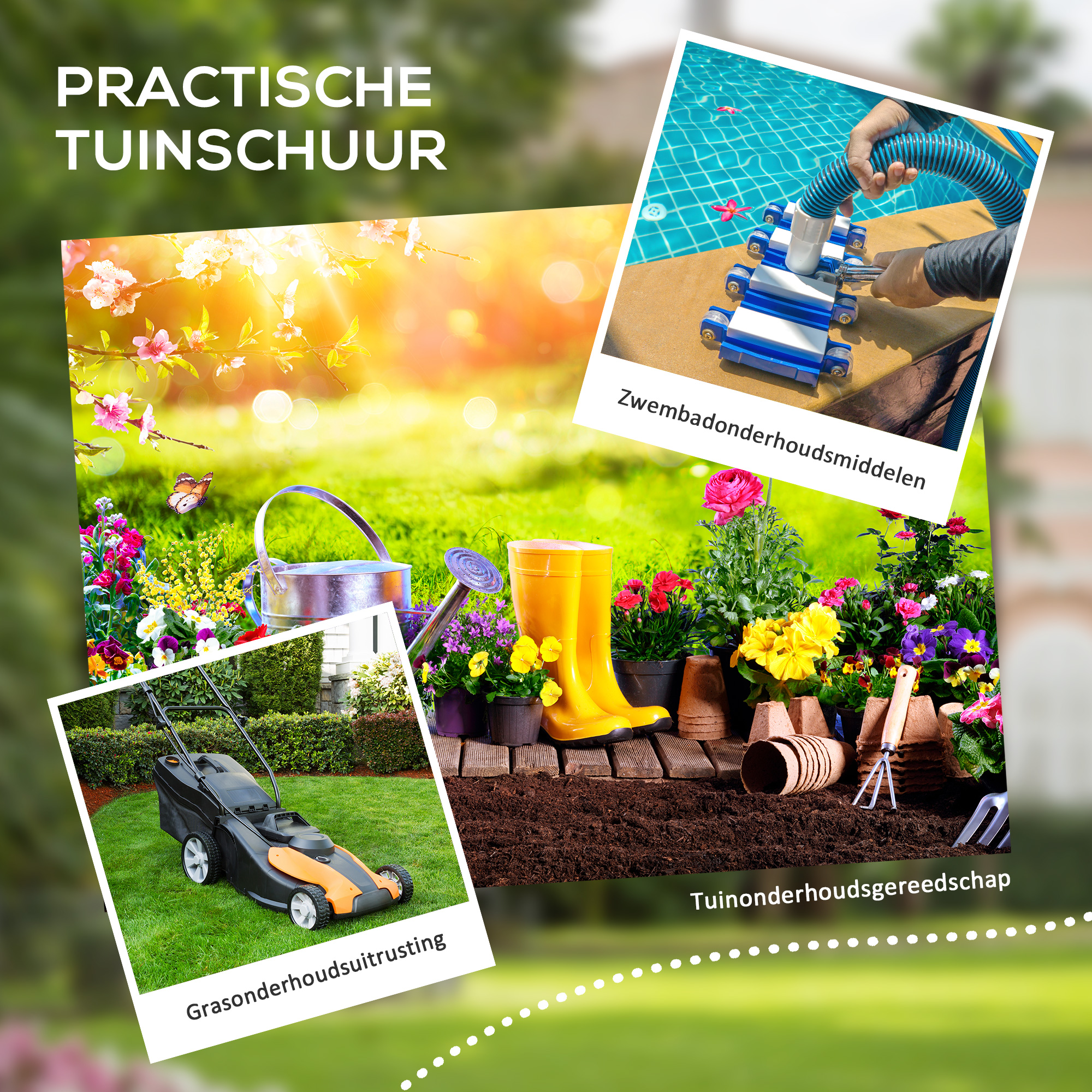 Outsunny Tuinschuur met Slot, Venster voor Daglicht & Ventilatie, Aluminium, 122 x 149 x 192/177 cm Grijs