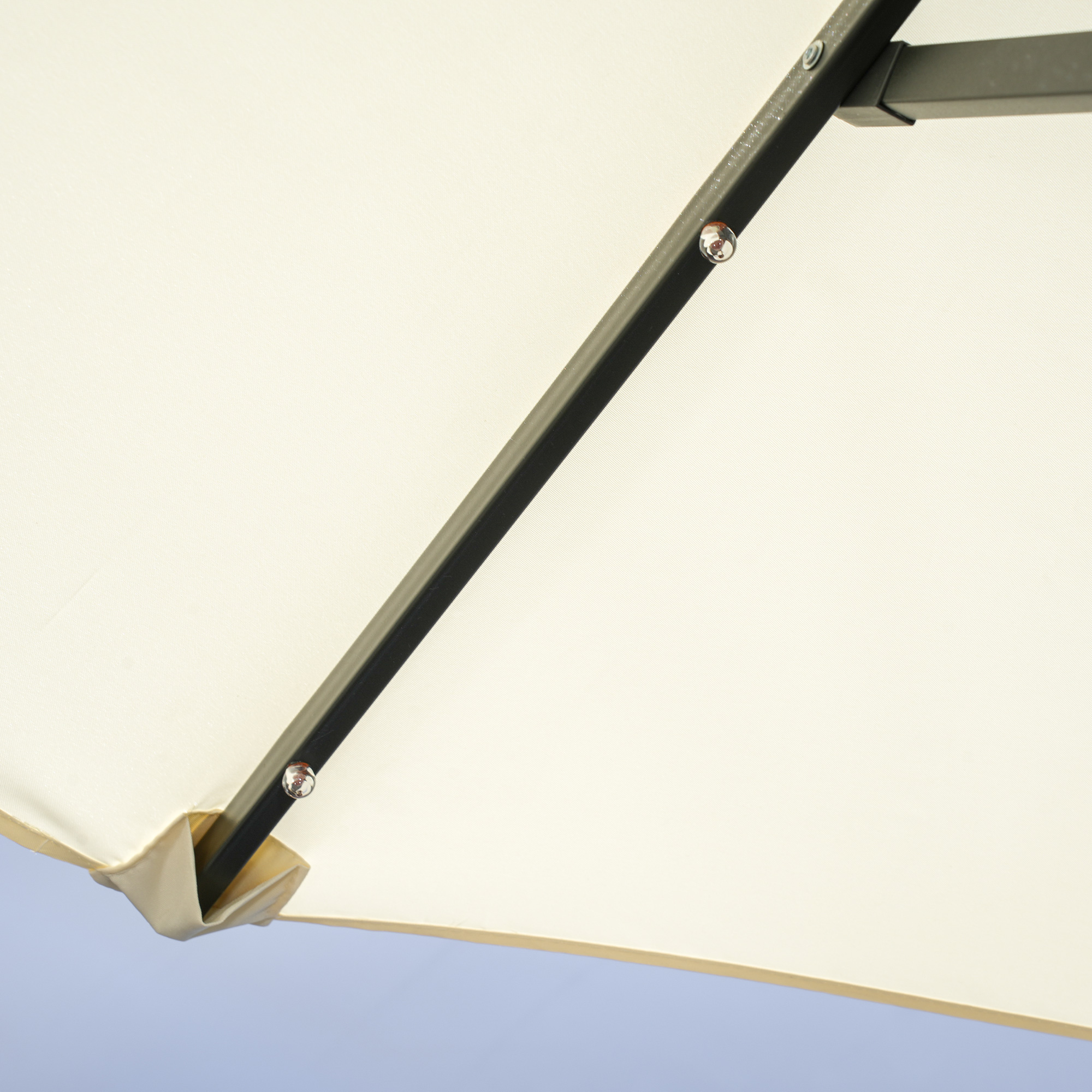 Outsunny dubbele zonwering, terrasscherm, kantelbaar, met zonnepaneel, 35 LED's, stalen frame, beige, 2,95 x 1,50 x 2,19 m