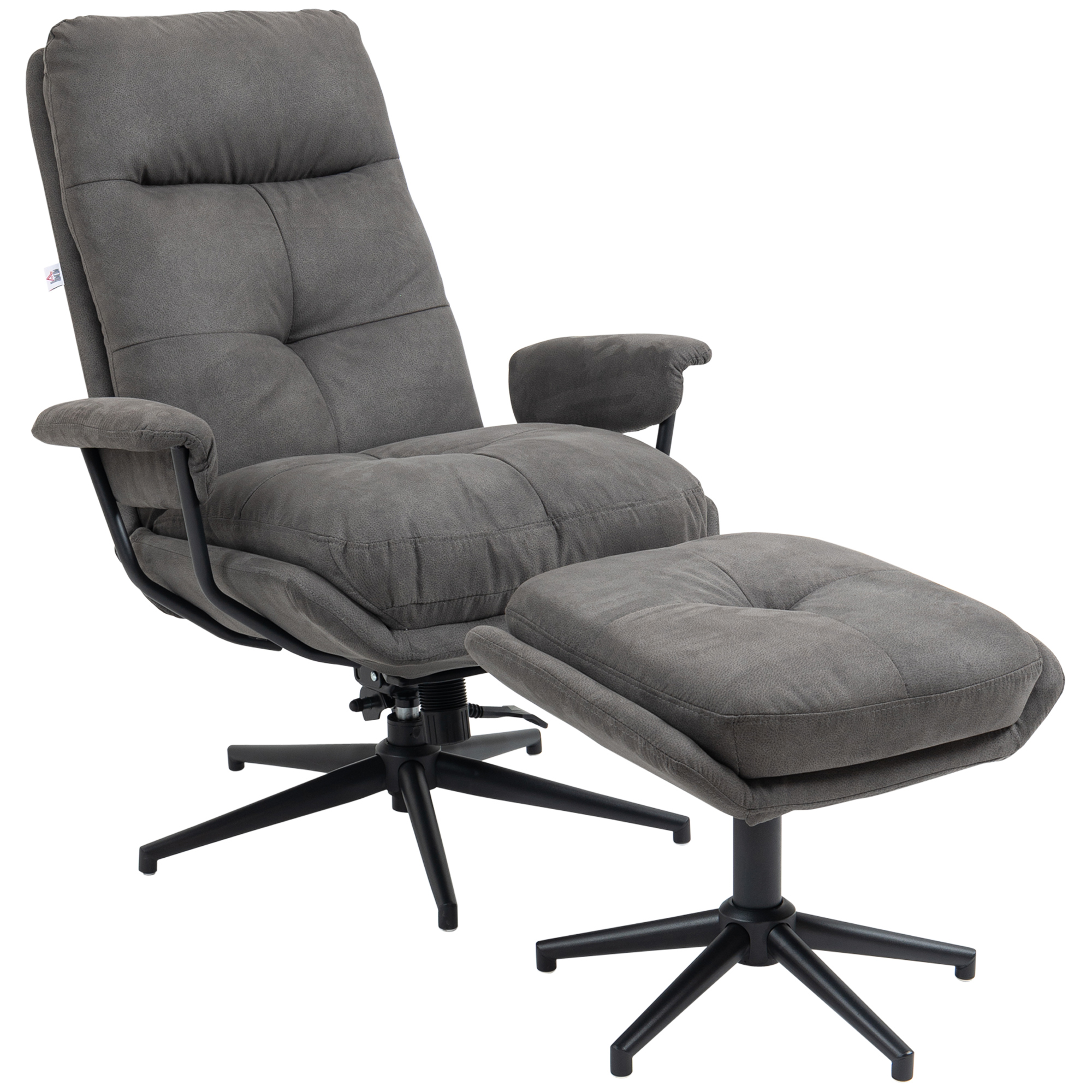 HOMCOM relaxfauteuil met kruk, draaivoet, tv-fauteuil met ligfunctie