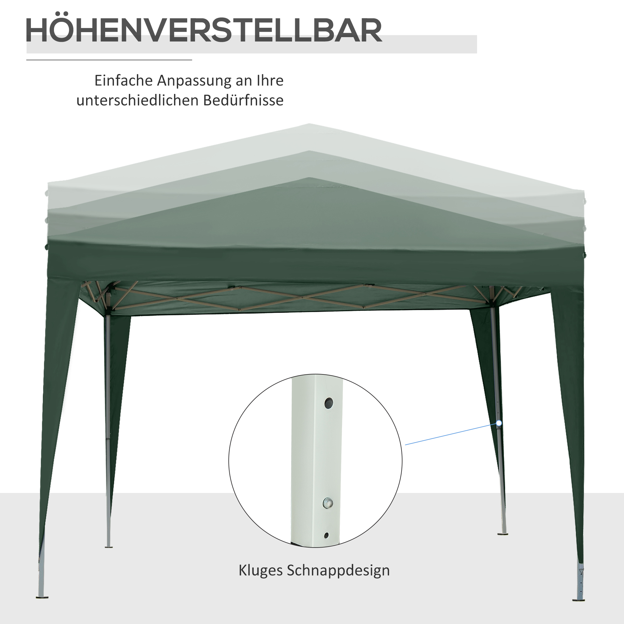 Outsunny Paviljoen, Biertent, 4 verwijderbare zijwanden, 2 ramen, Metalen frame, 2,95 x 2,95 m, Groen