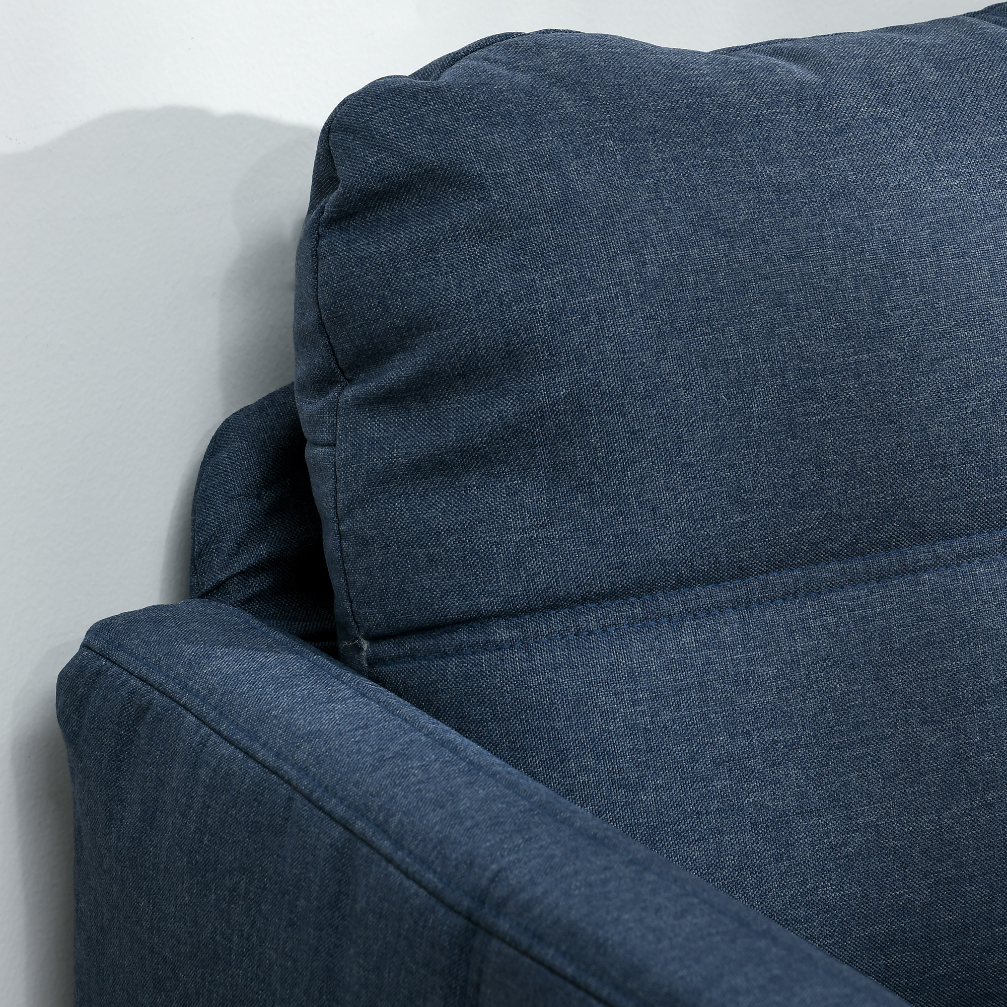 HOMCOM Tweezitsbank, Brede Armleuningen, Ademende Stof, Schuimvulling, 135 x 67 x 80 cm, Donkerblauw